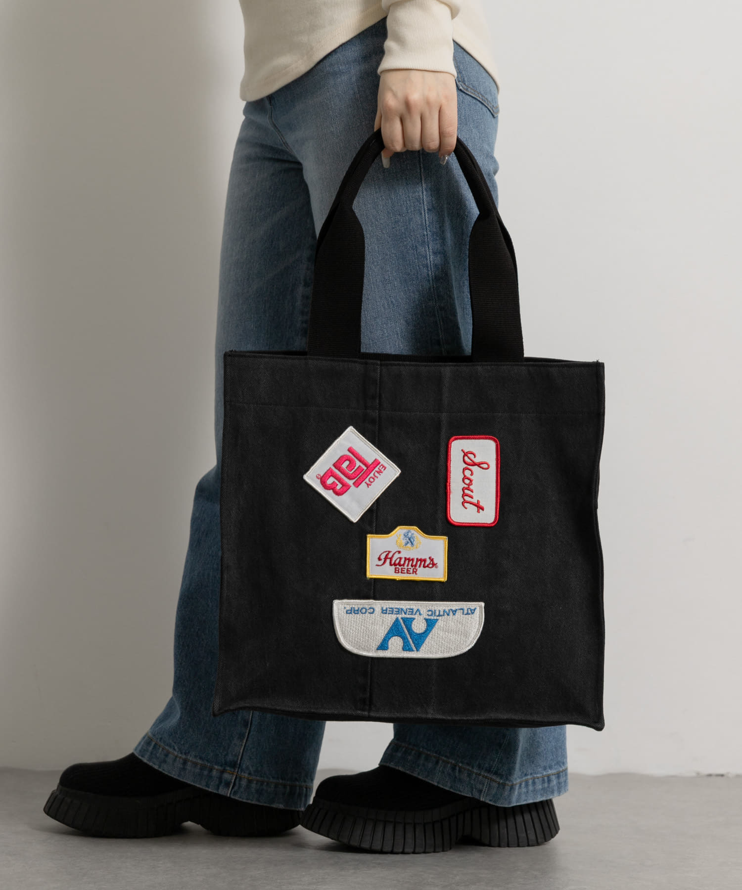 77circa　make antique patch denim bag