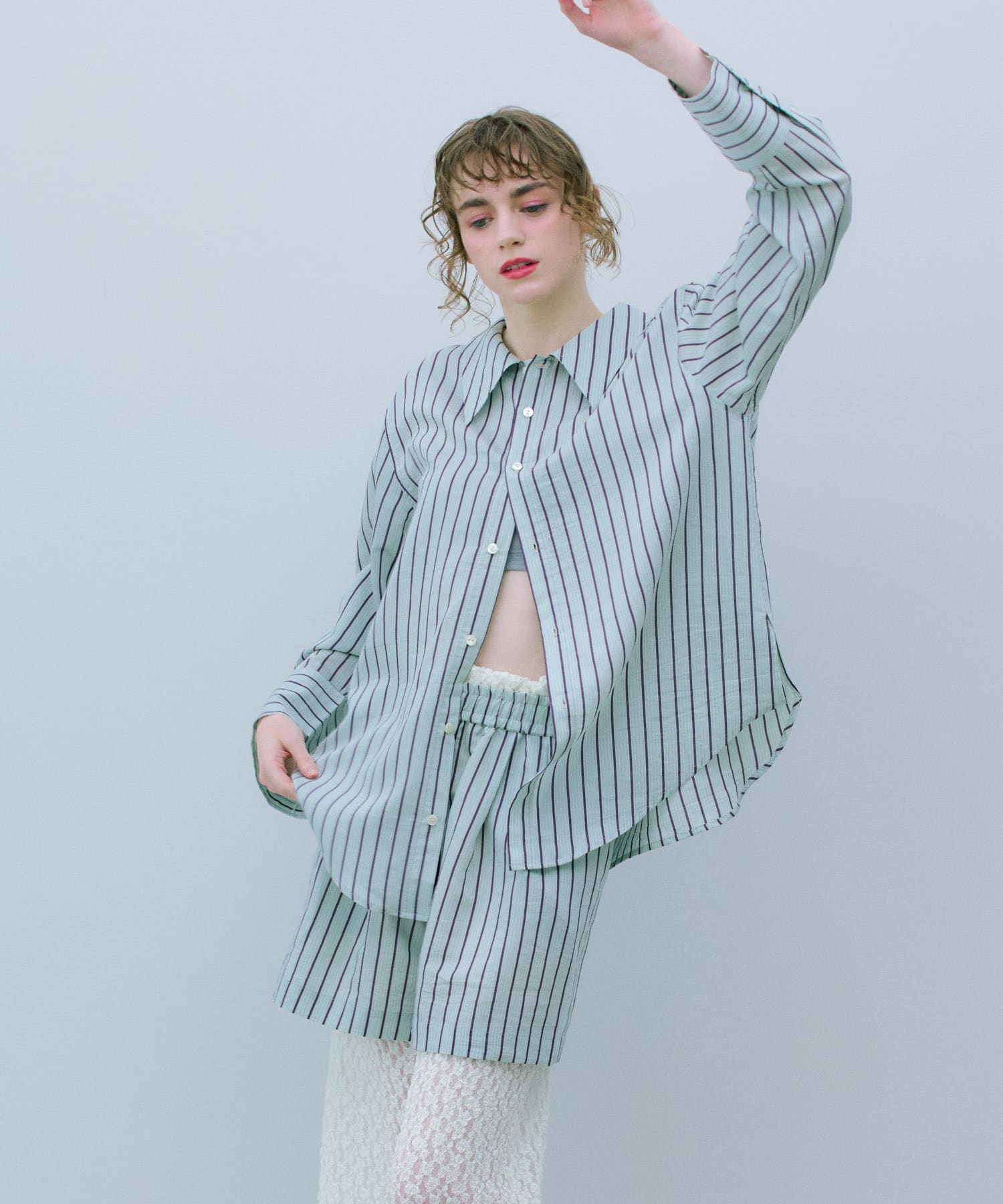 cwtch　STRIPE 2WAY SHIRT