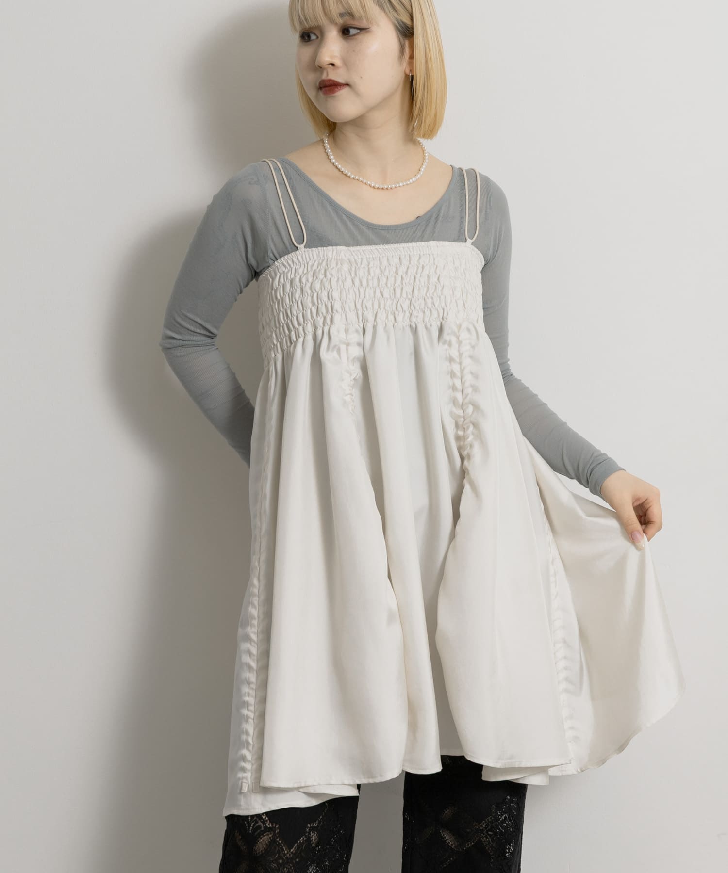 cwtch　FLOWER MINI DRESS