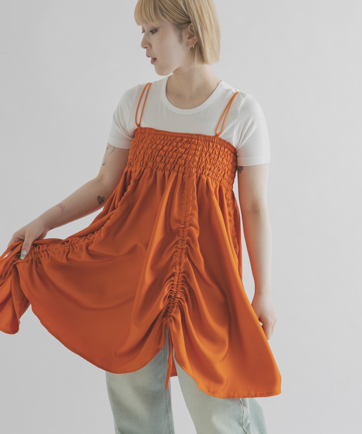 cwtch　FLOWER MINI DRESS