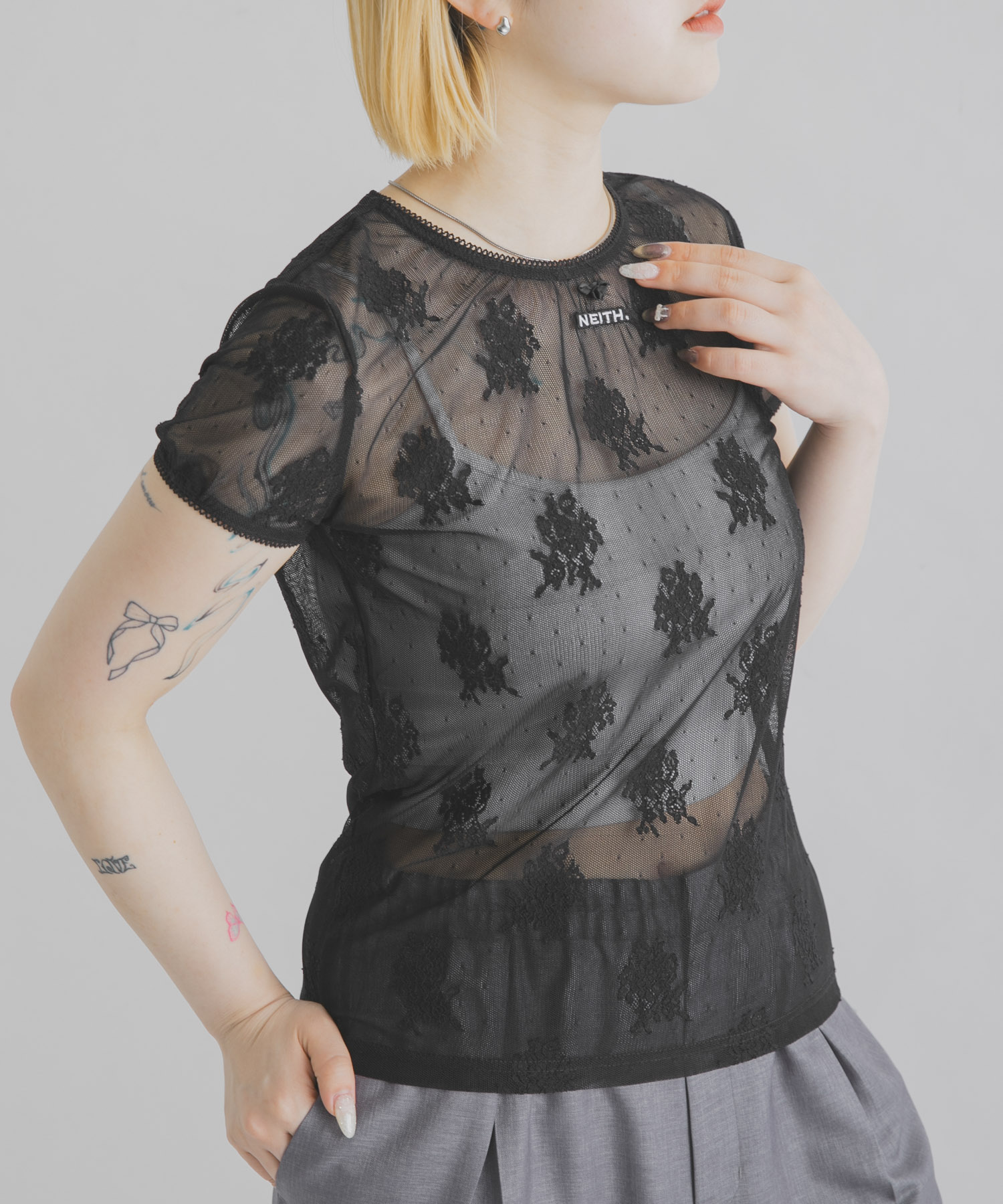 neith.tokyo　LACE SIMPLE T-SHIRTS