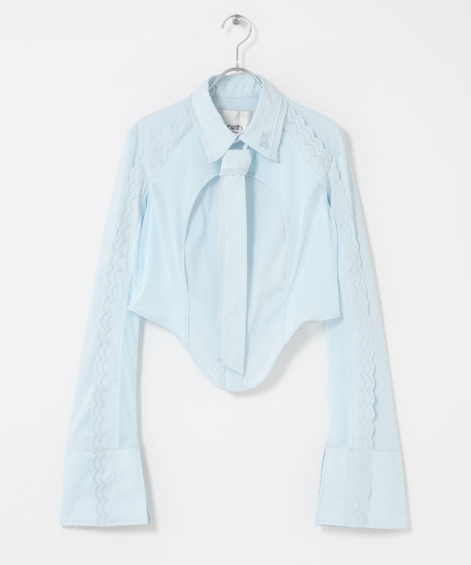 neith.tokyo　HANDKERCHIEF TIED SHIRT BLUE Free