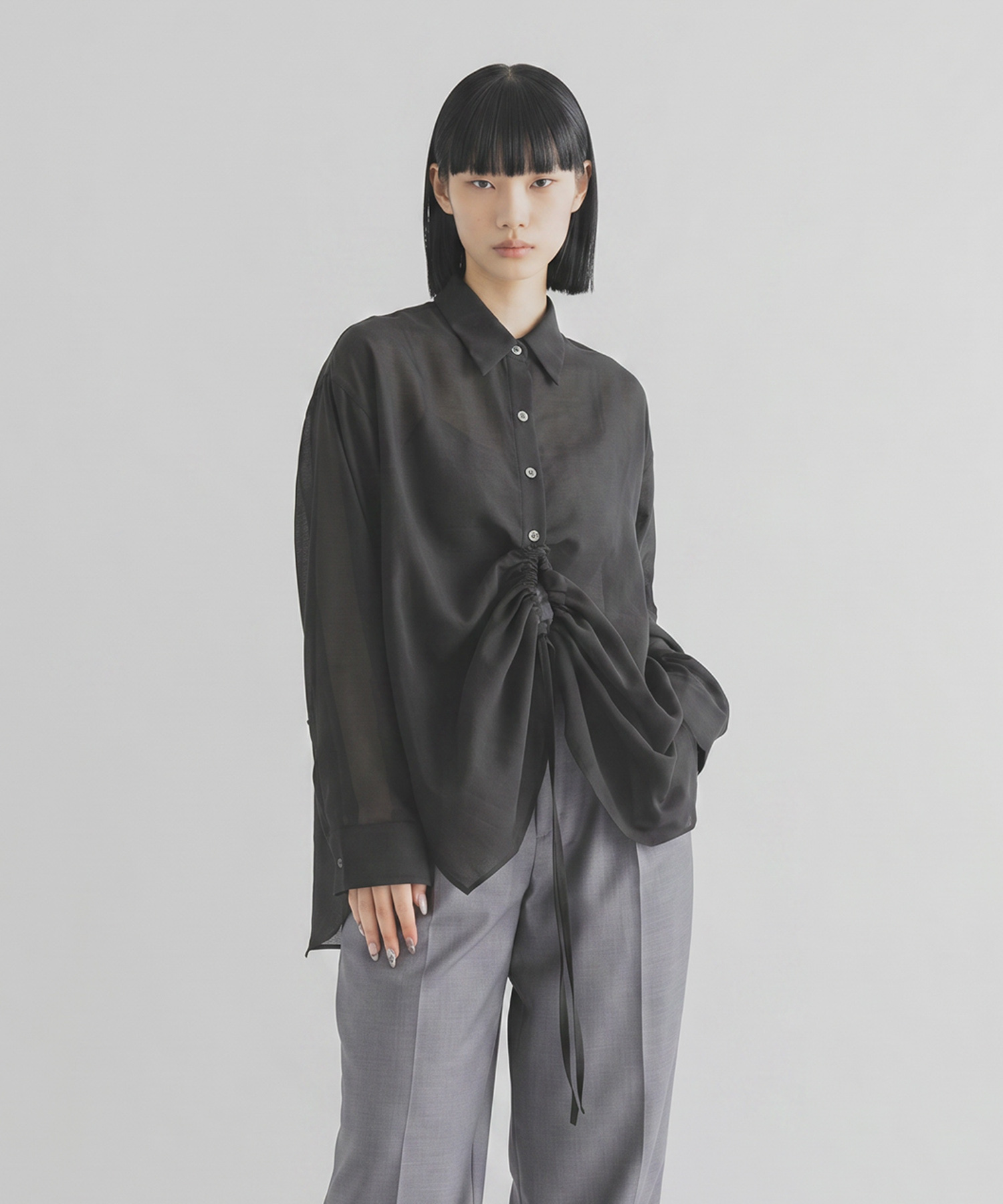 MIDIUMISOLID　DROWSTRING SHIRT