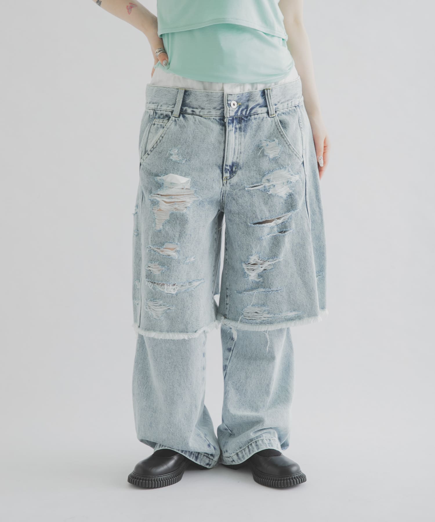 neith.tokyo デニム レッグカバー付きDark Blue neith.tokyo デニム