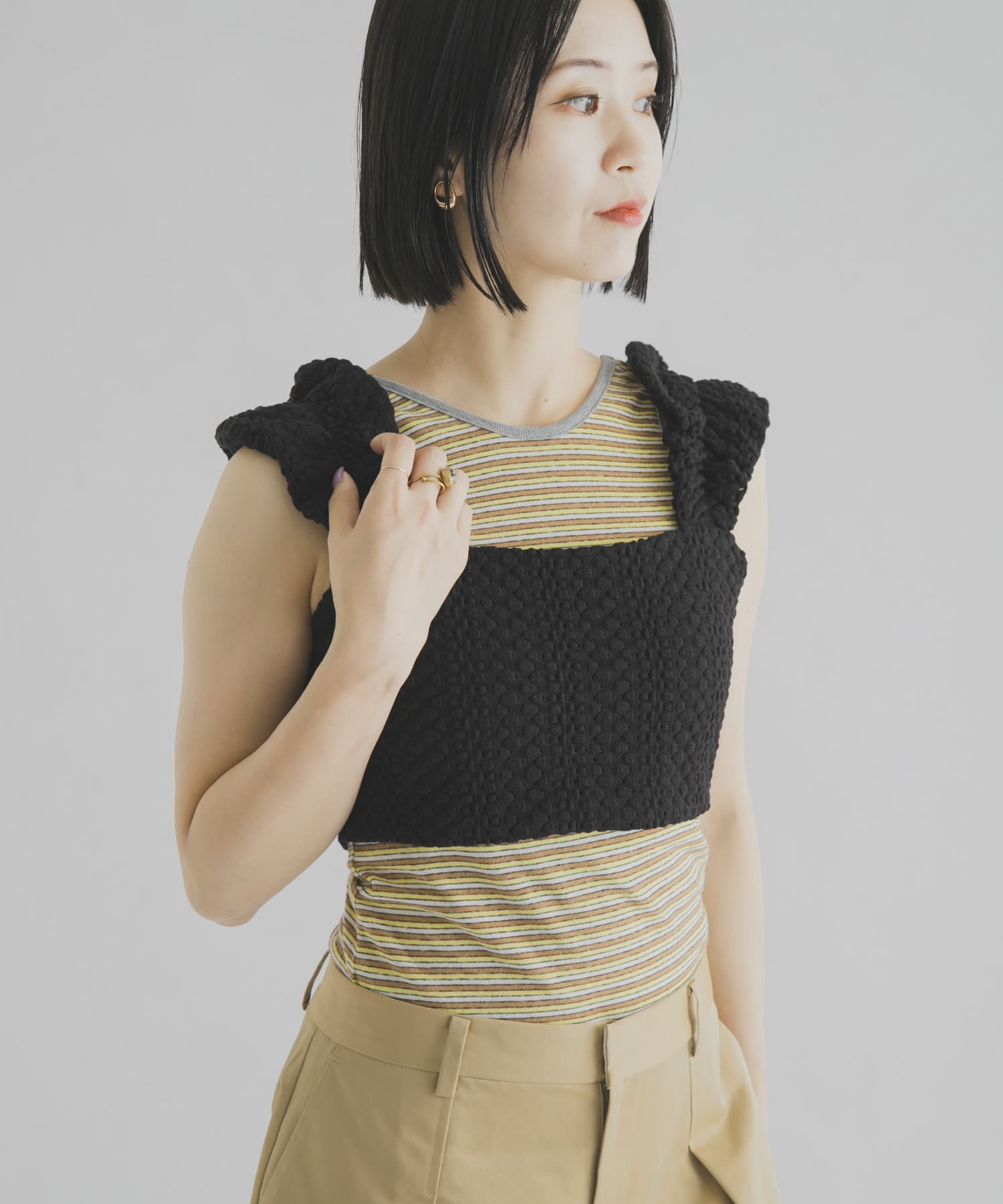 cwtch　MULTI BODER 2WAY TANK TOP