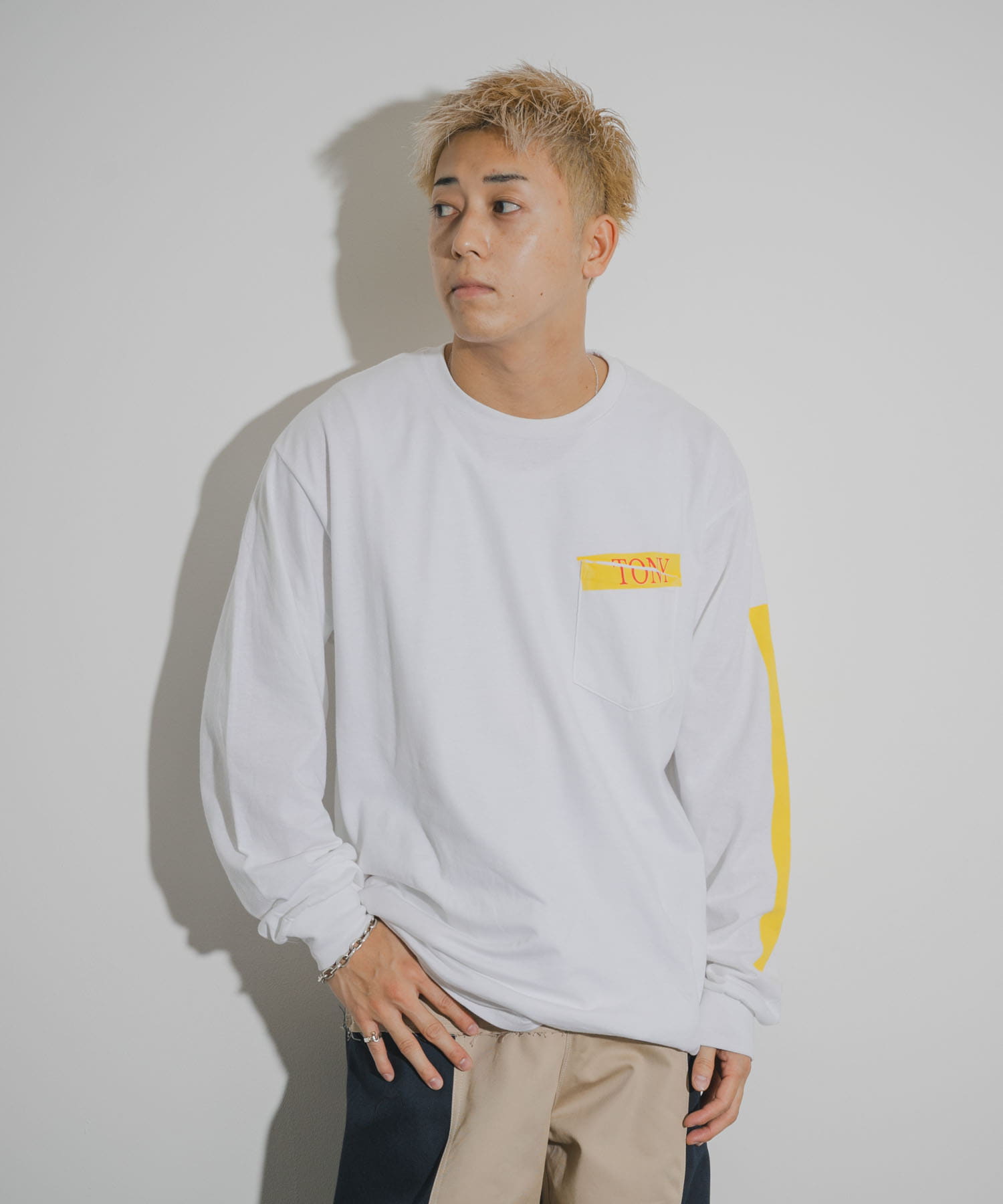 TONY I DON'T WANT TO WORK L/S POCKET TEE(L WHT): トップス｜URBAN