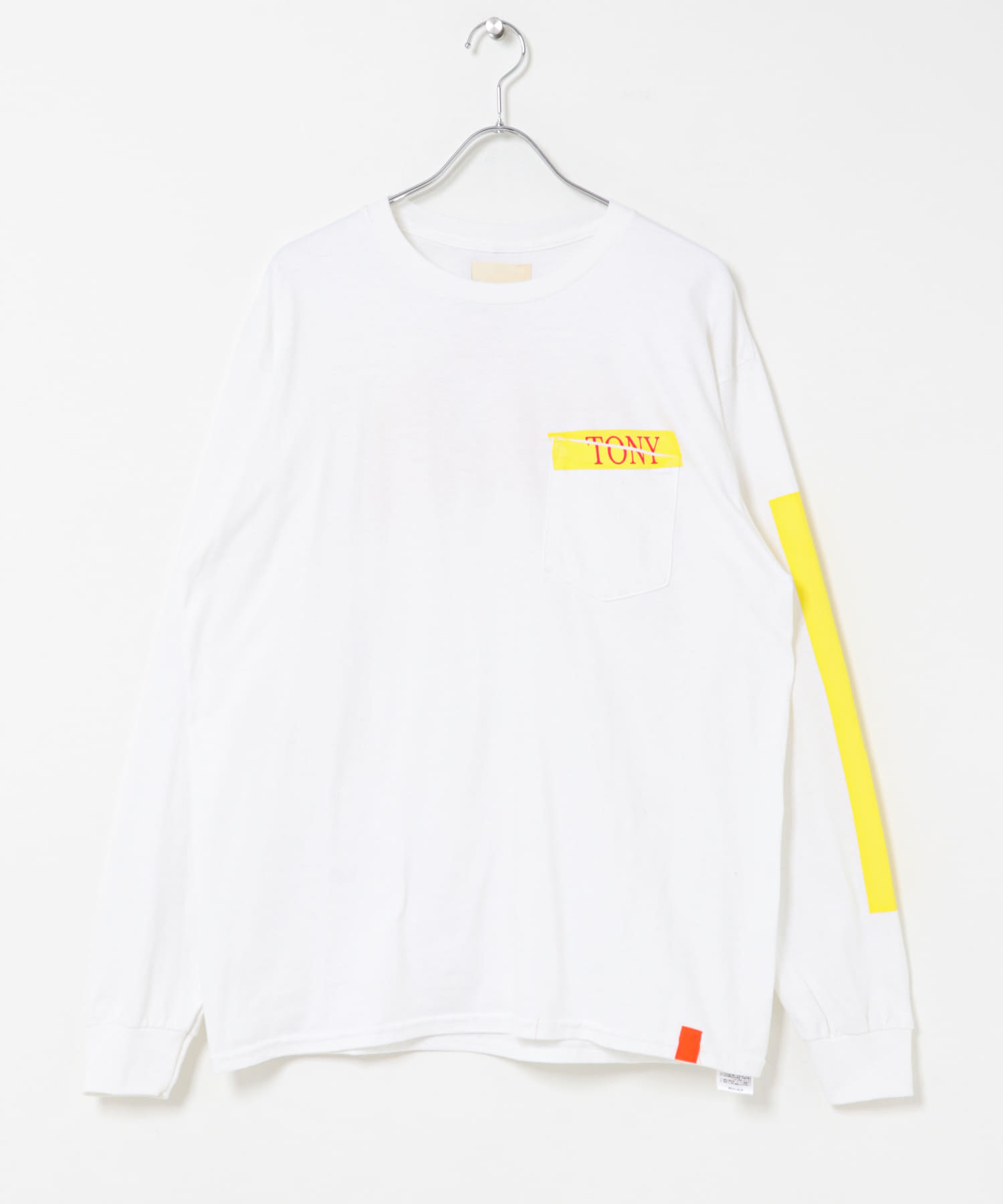 TONY　I DON’T WANT TO WORK L/S POCKET TEE WHT L