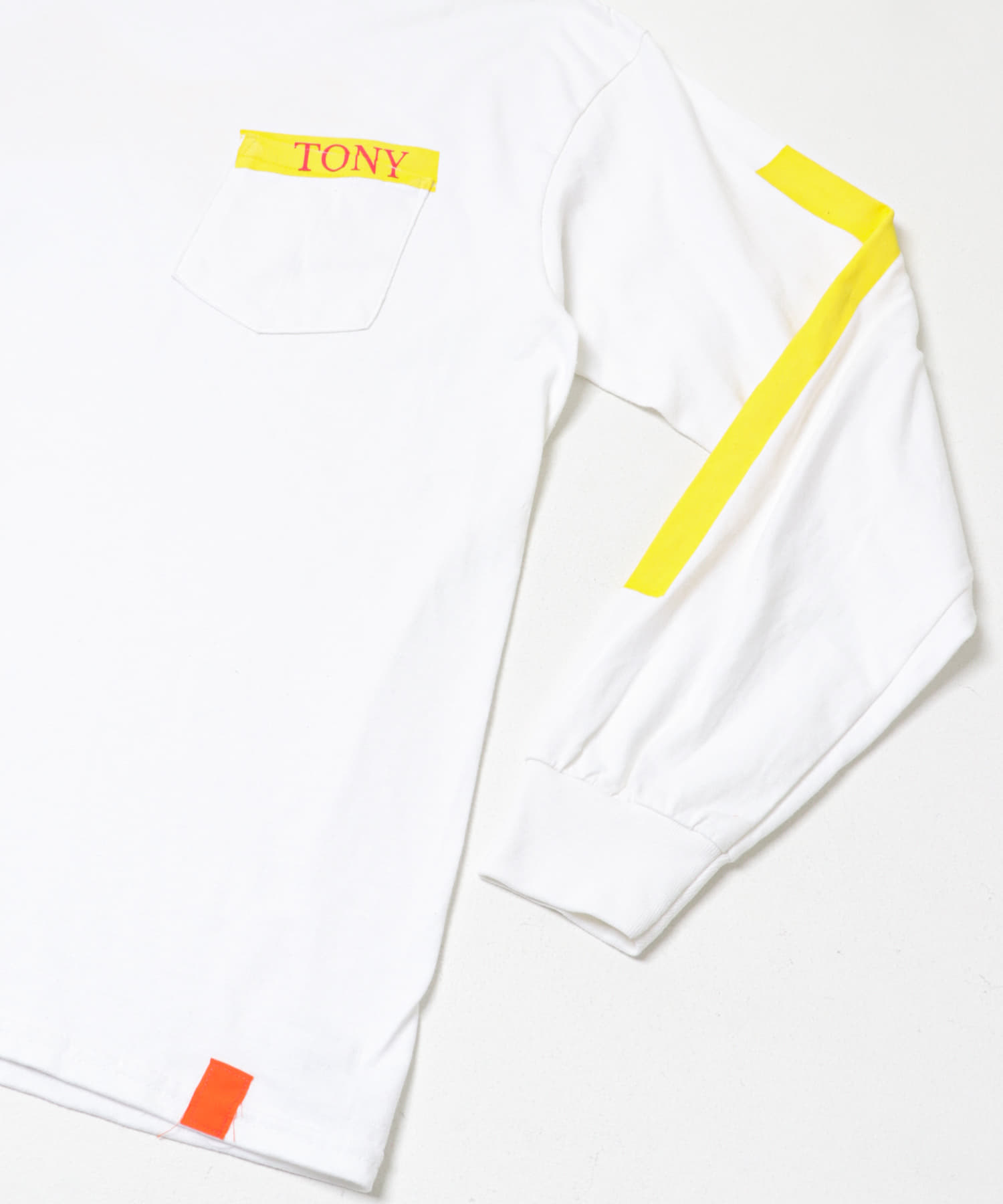 TONY　I DON’T WANT TO WORK L/S POCKET TEE WHT L