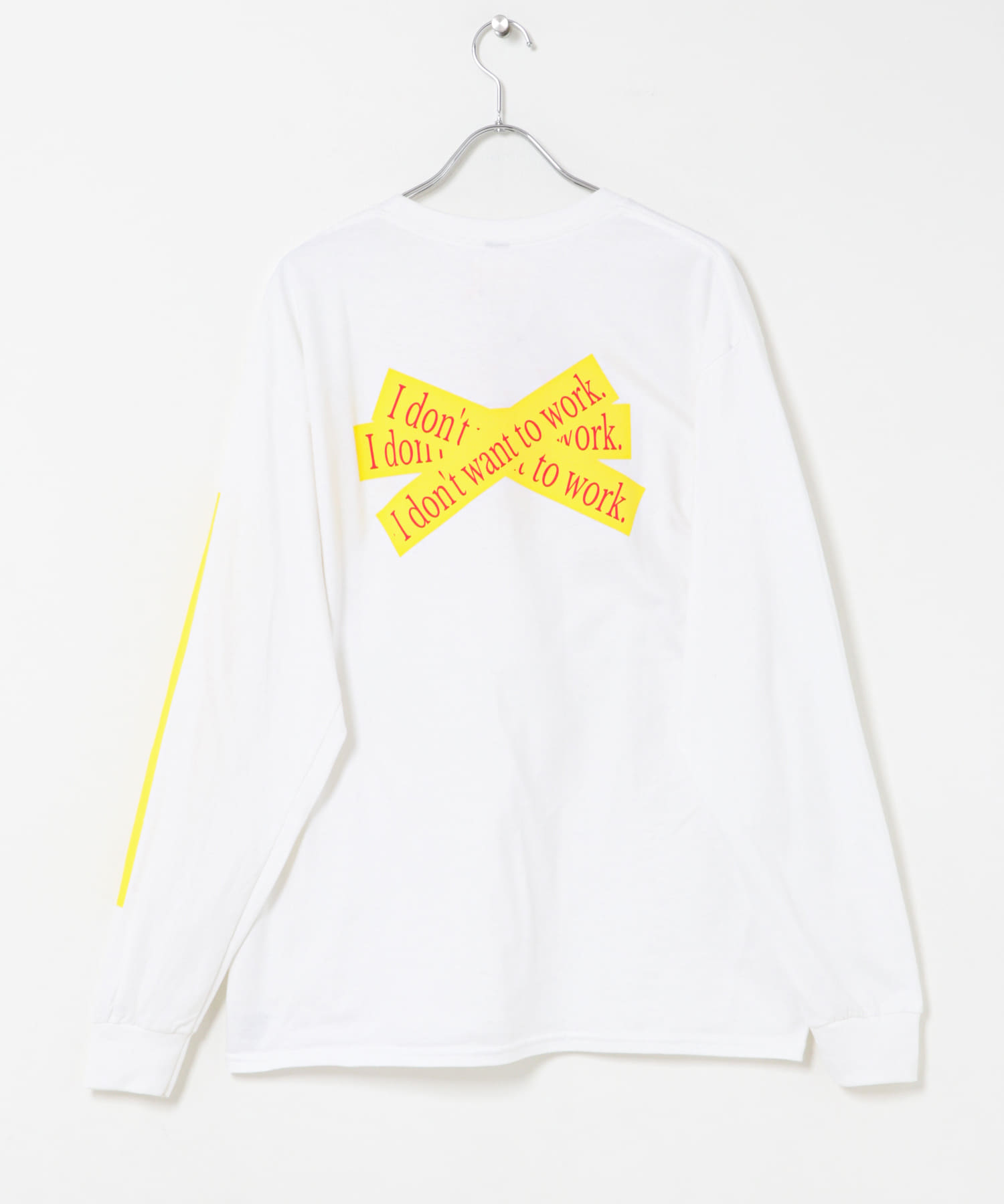 TONY　I DON’T WANT TO WORK L/S POCKET TEE WHT L