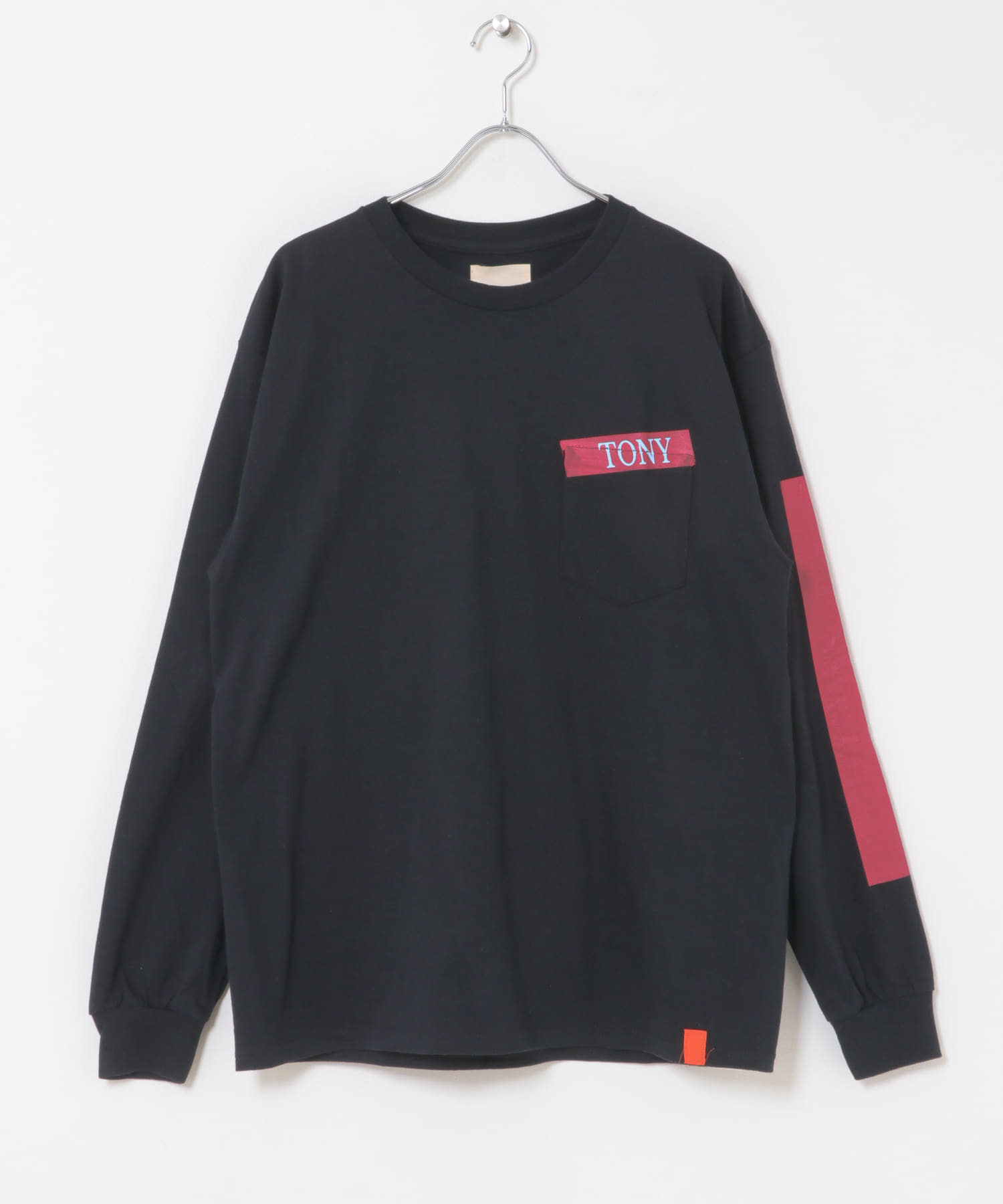 TONY　I DON’T WANT TO WORK L/S POCKET TEE BLK L