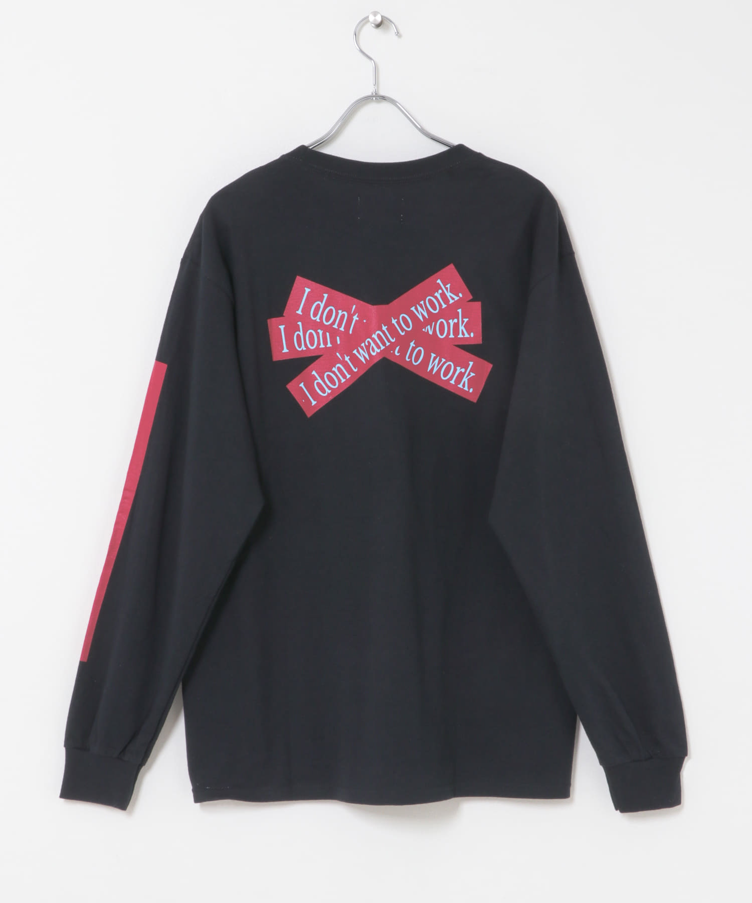 TONY　I DON’T WANT TO WORK L/S POCKET TEE BLK L