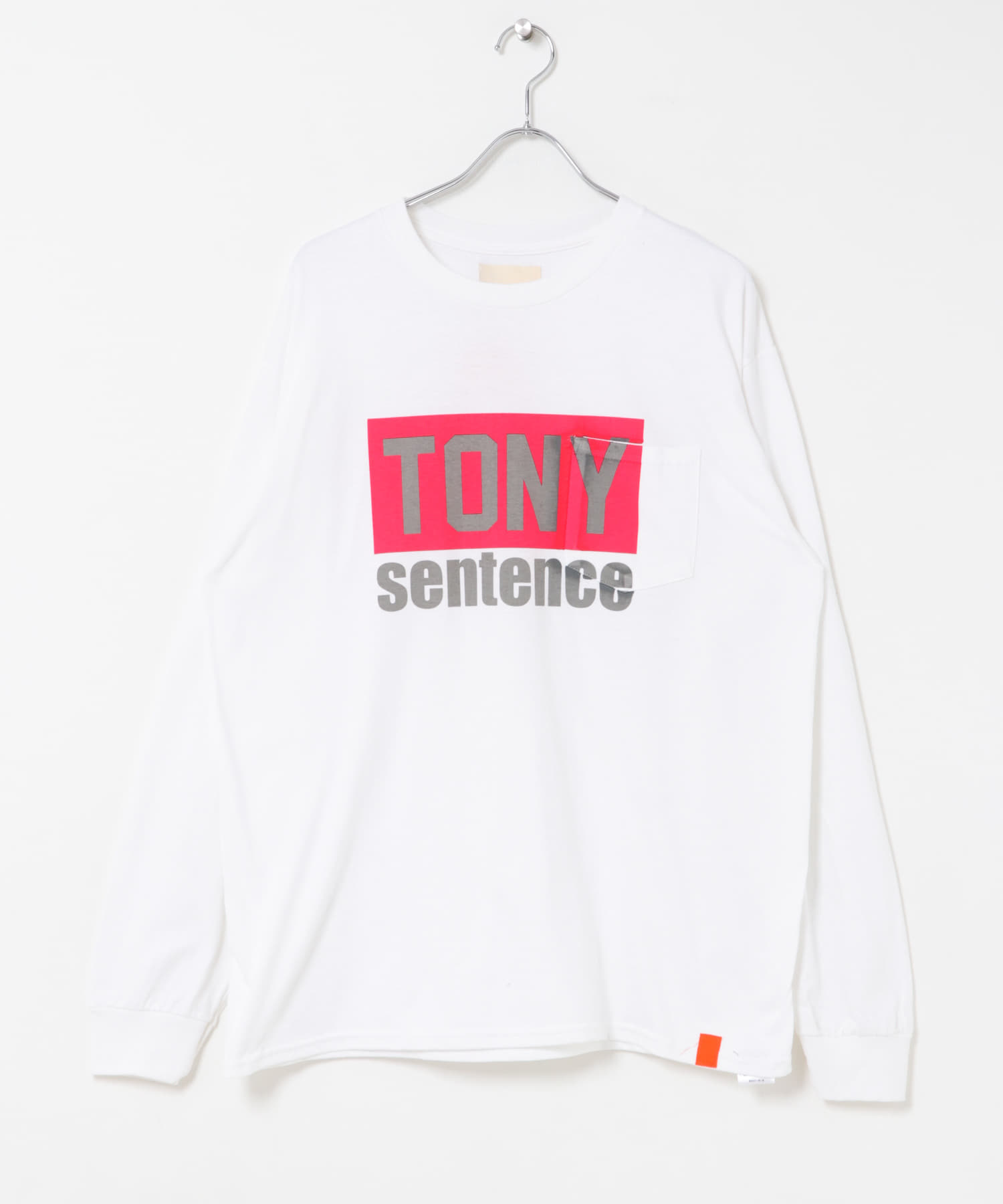 TONY　SENTENCE L/S POCKET TEE WHT L