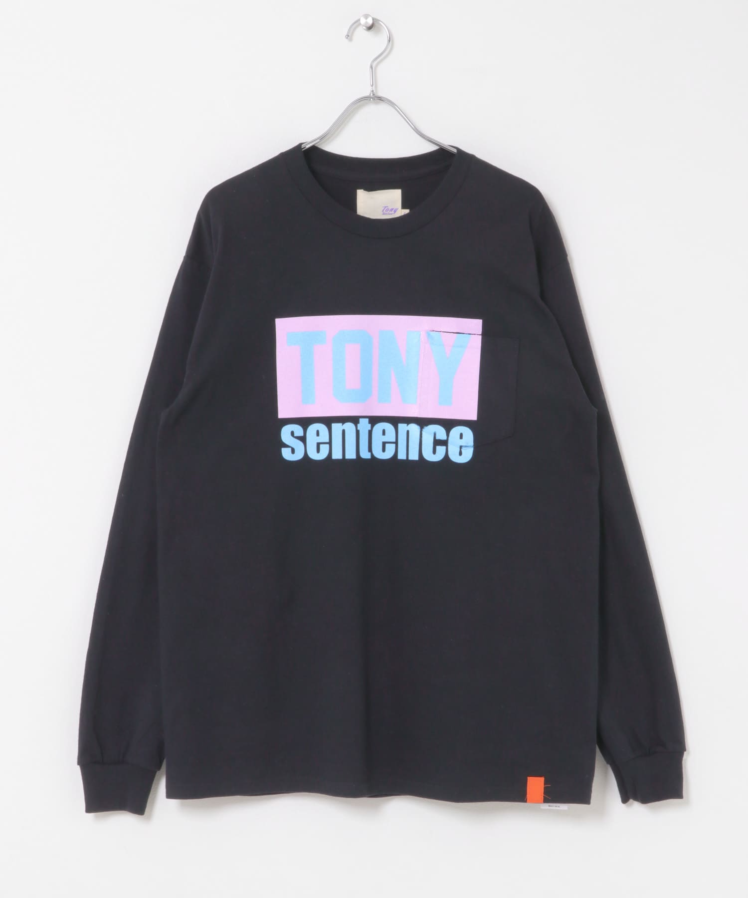 TONY　SENTENCE L/S POCKET TEE BLK L
