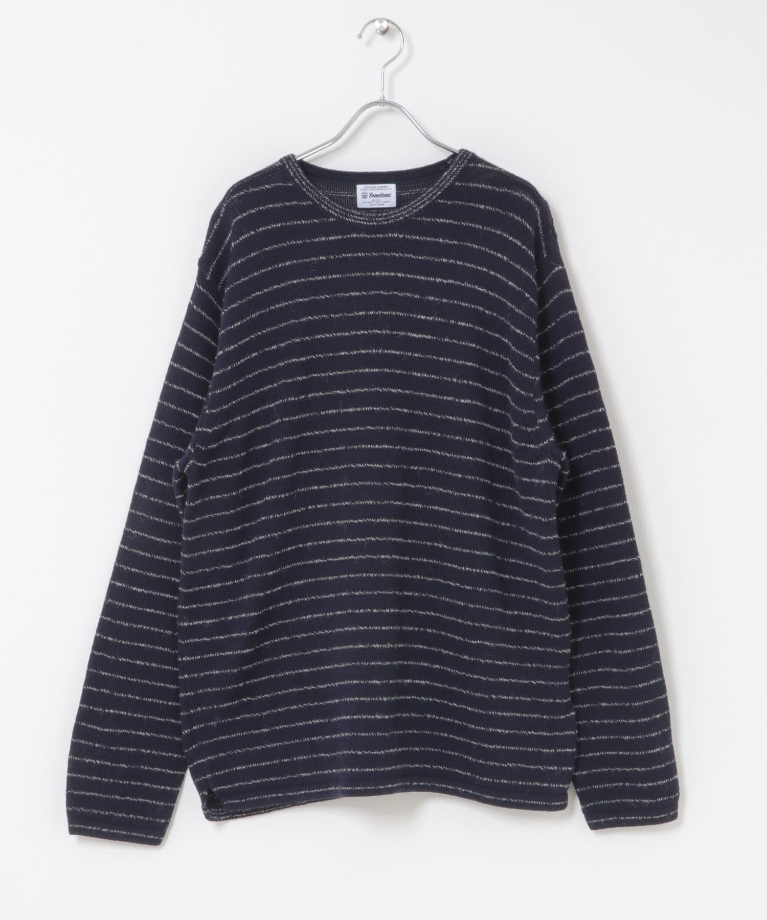 米富繊維　WOOLMOKU BORDER KNIT PULLOVER 63NAVY 3