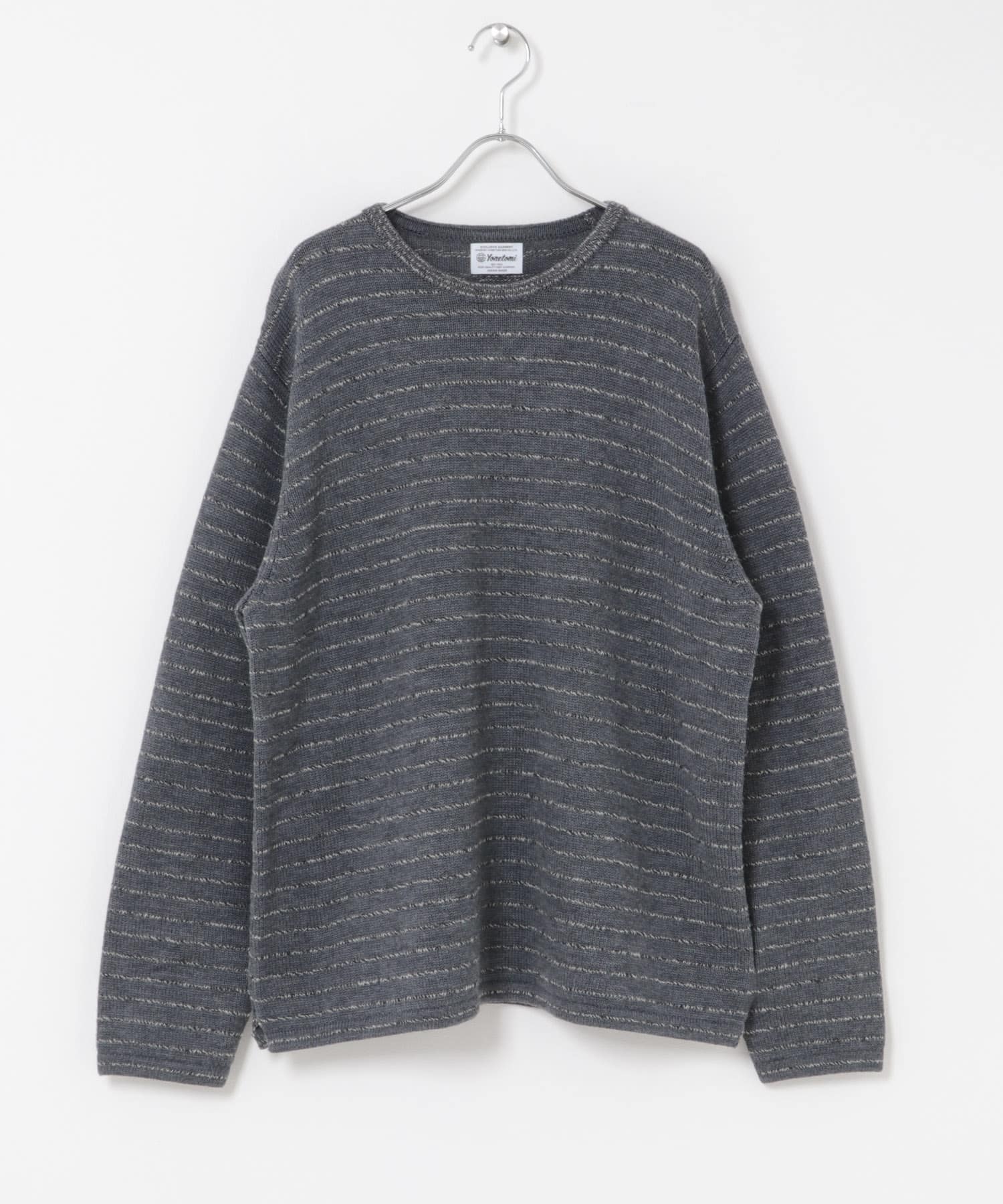 米富繊維　WOOLMOKU BORDER KNIT PULLOVER 12GRAY 3