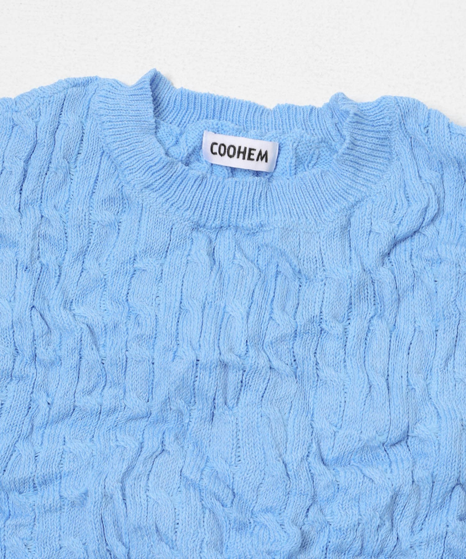 COOHEM　CRUSHED CABLE KNIT PULLOVER 60SAX Free