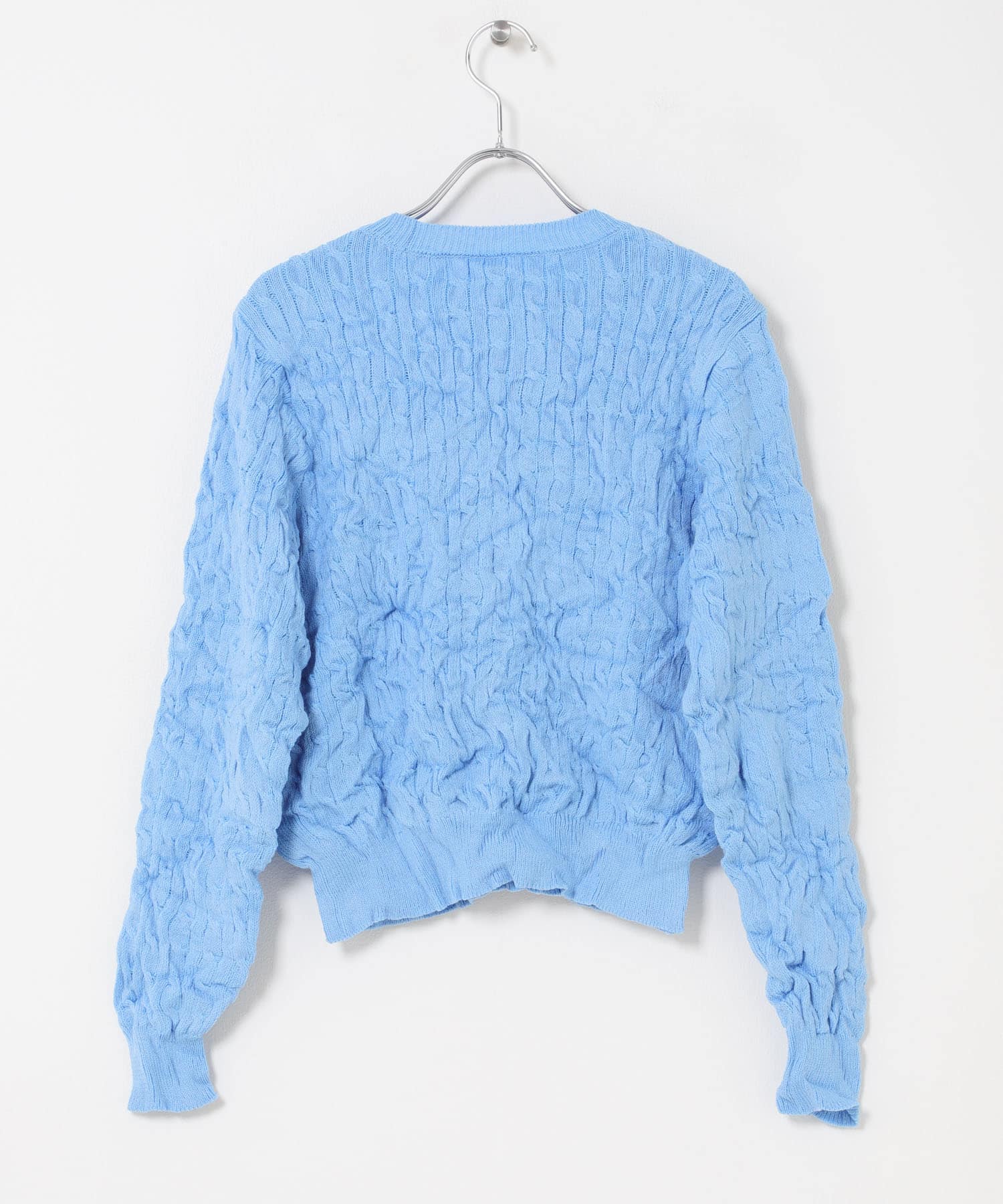 COOHEM　CRUSHED CABLE KNIT PULLOVER 60SAX Free