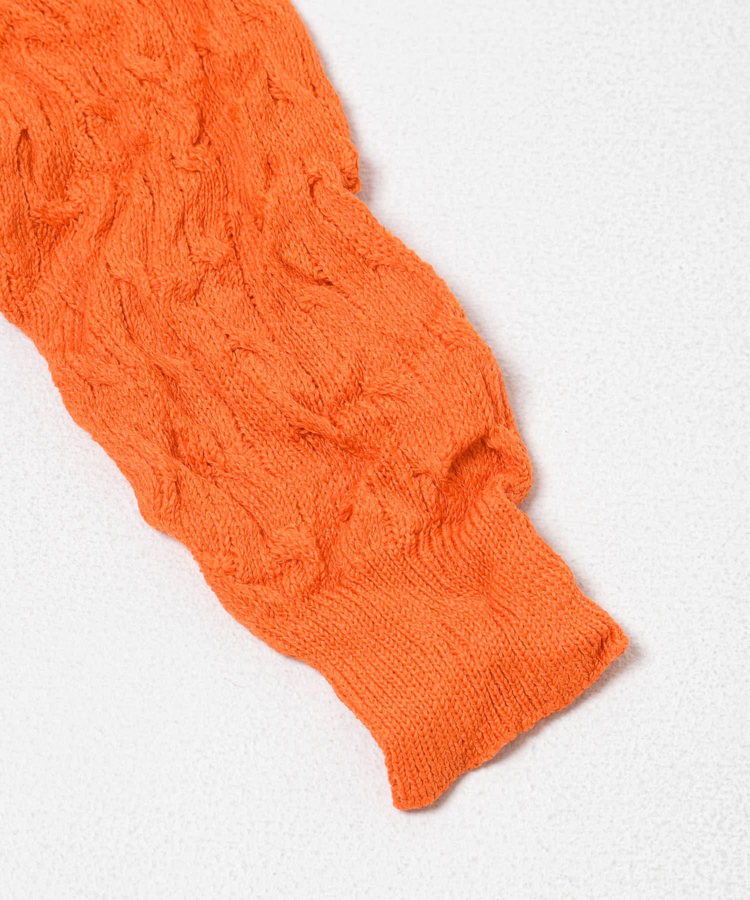 COOHEM　CRUSHED CABLE KNIT PULLOVER 24ORANGE Free