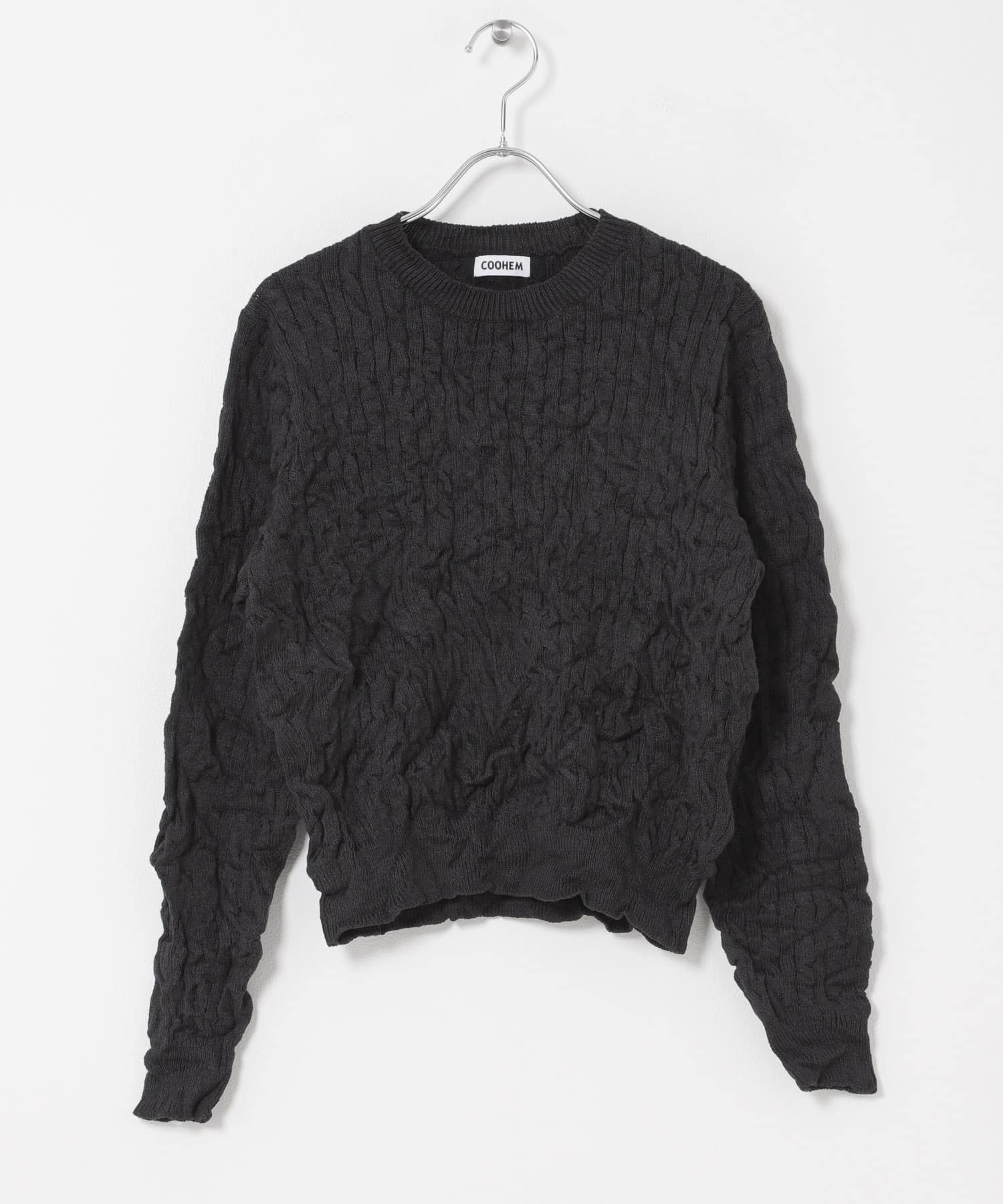 COOHEM　CRUSHED CABLE KNIT PULLOVER