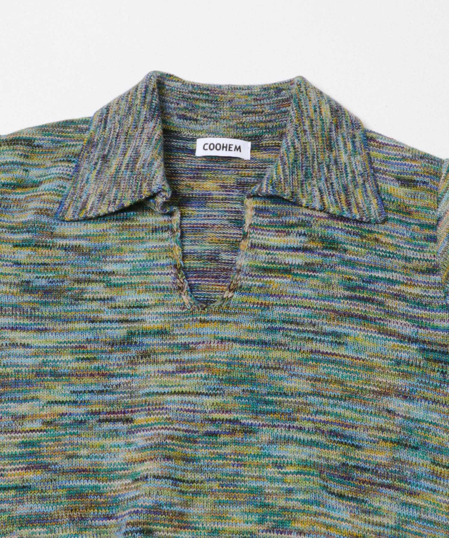 COOHEM　ONI KASURI WOOL KNIT PULLOVER 04BLUE Free
