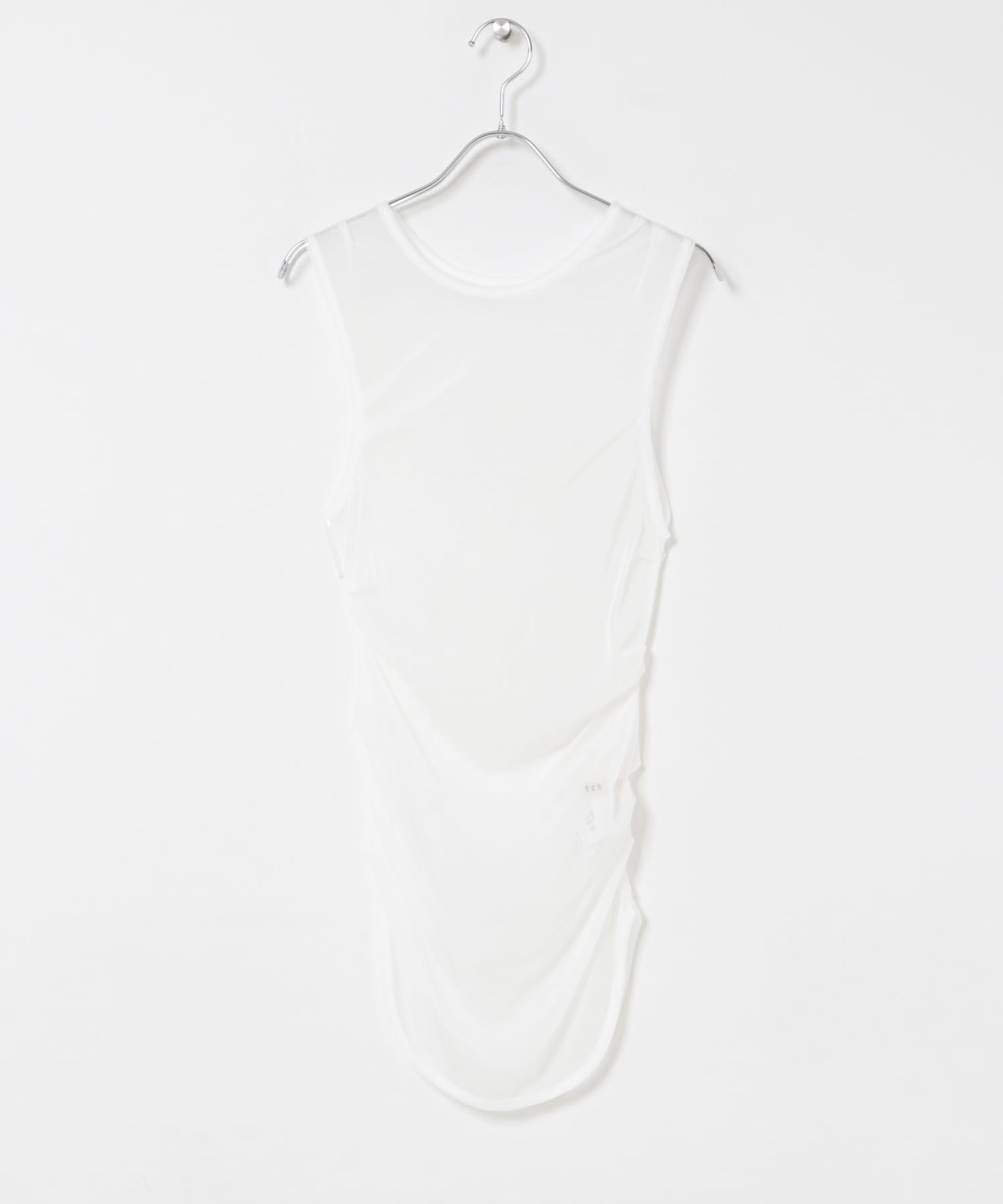 cwtch　SHEER RANDOM TUCK TANK TOP WHITE Free