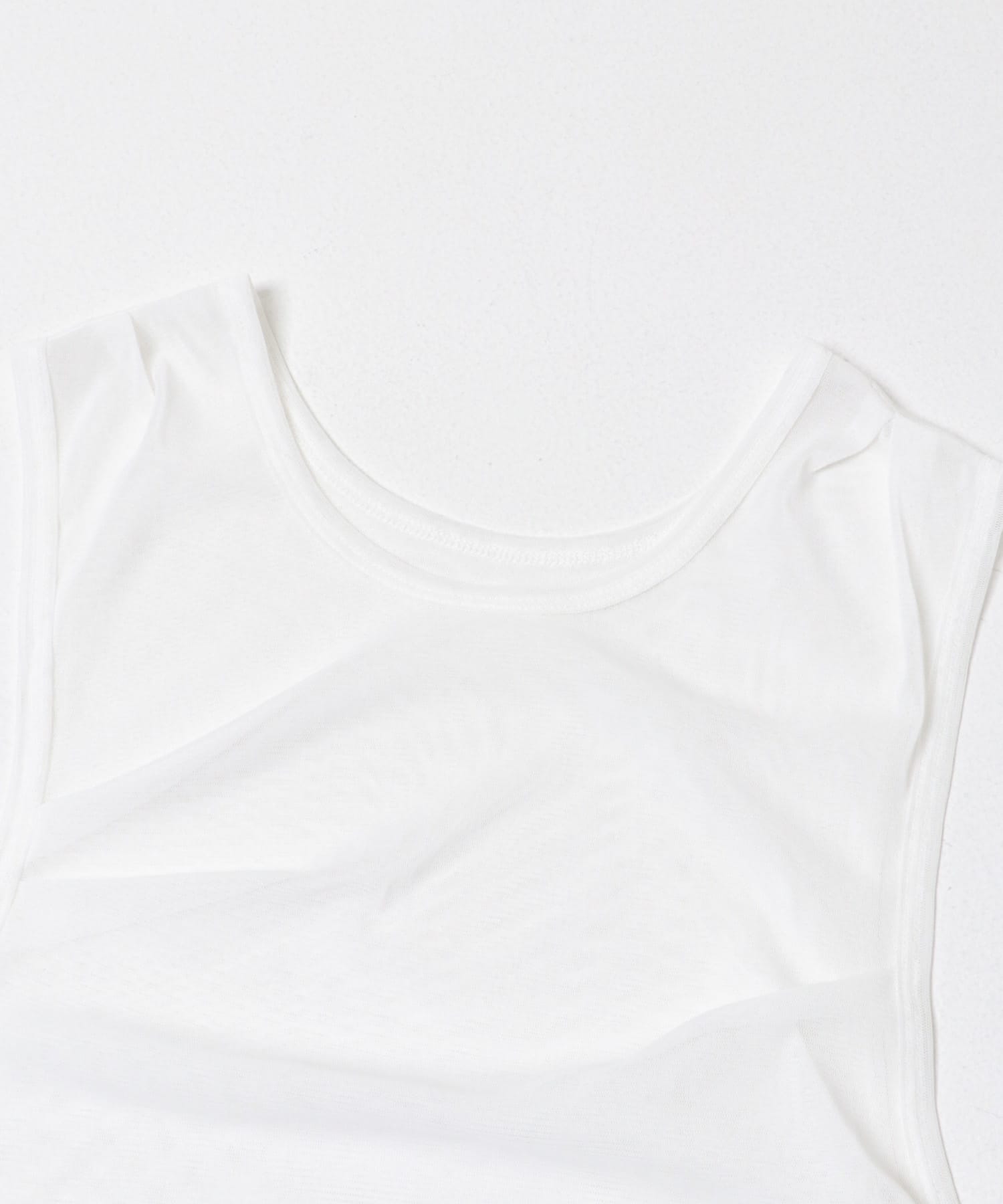 cwtch　SHEER RANDOM TUCK TANK TOP WHITE Free