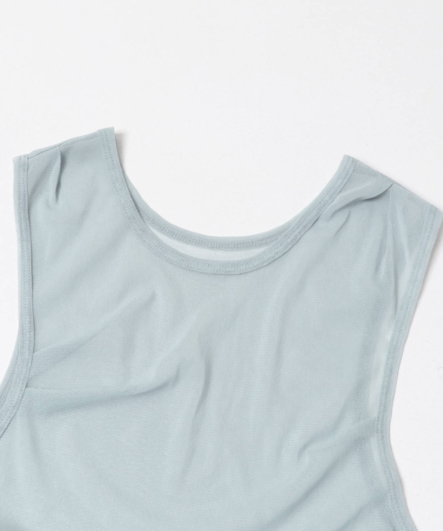 cwtch　SHEER RANDOM TUCK TANK TOP L/BLUE Free