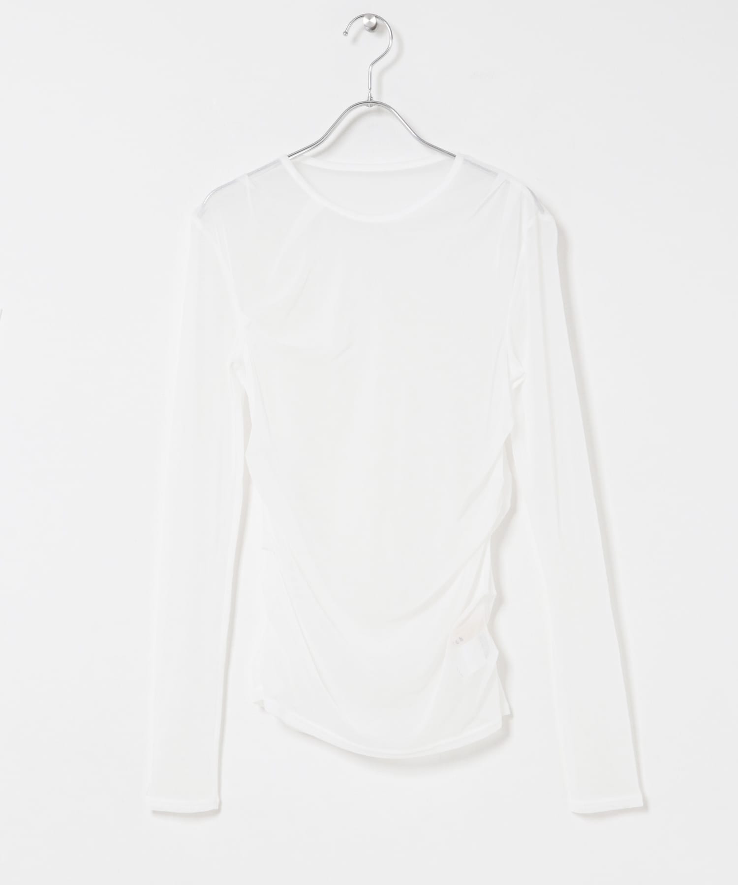 cwtch　SHEER RANDOM TUCK LONG TEE WHITE Free