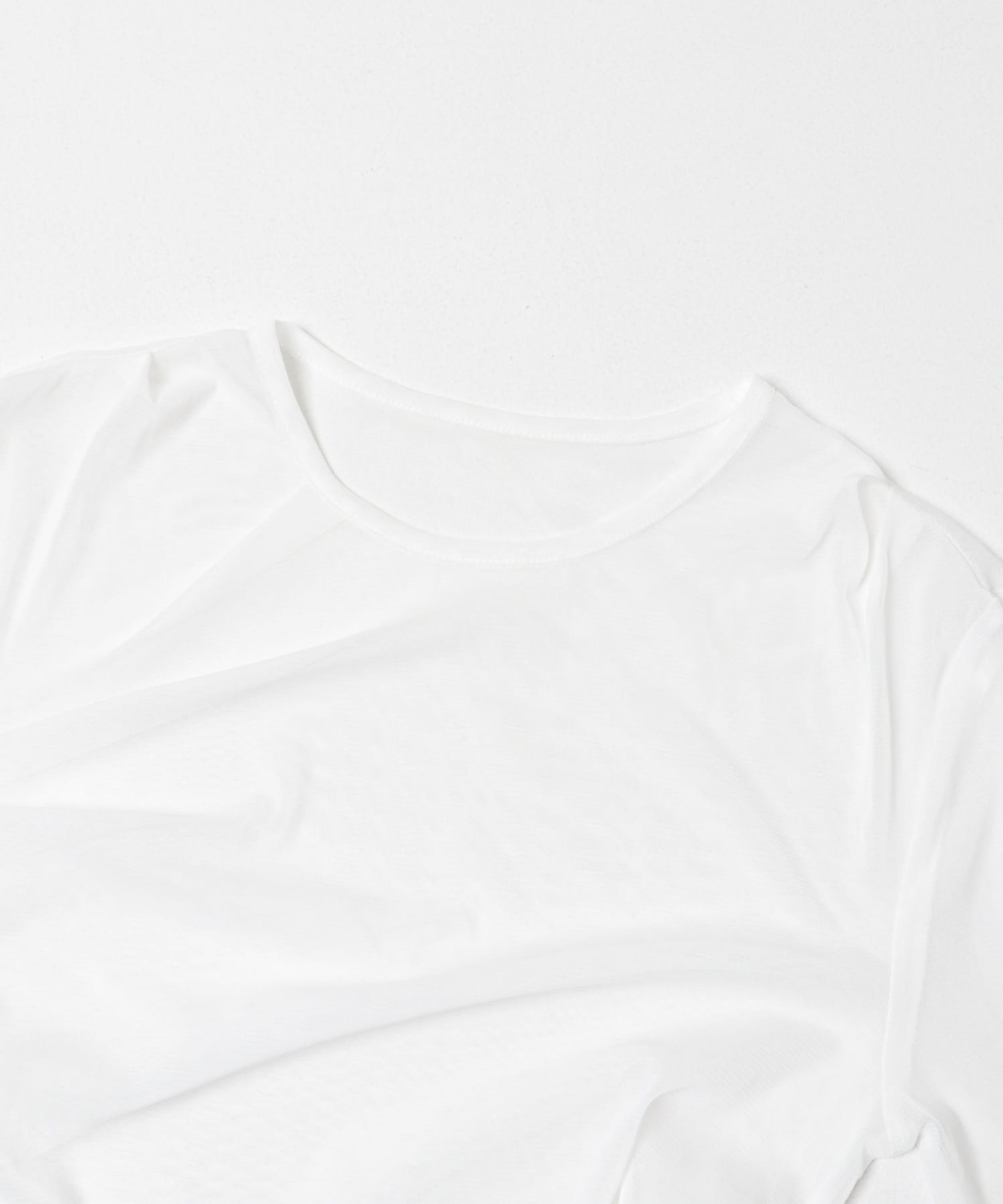 cwtch　SHEER RANDOM TUCK LONG TEE WHITE Free