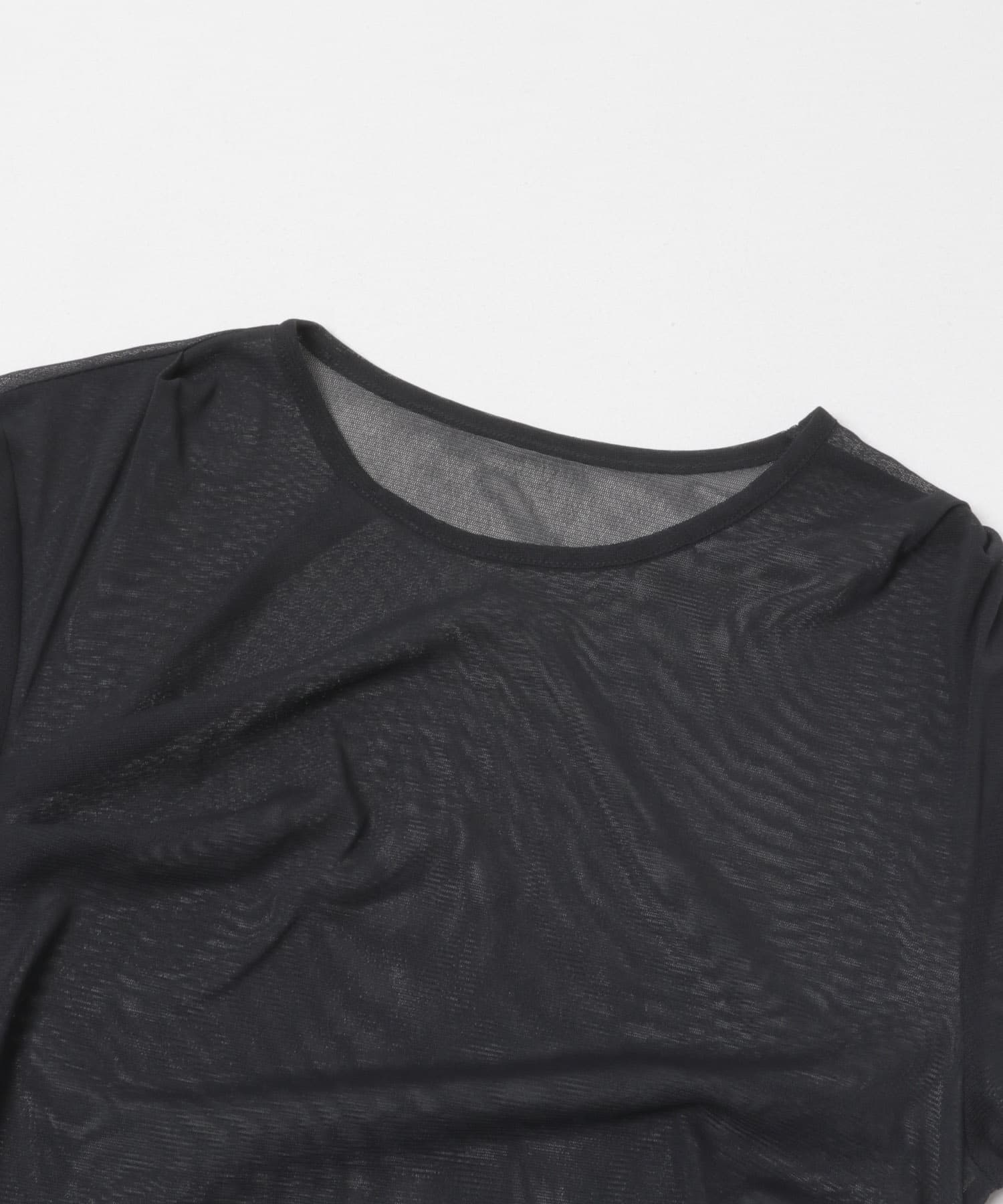 cwtch　SHEER RANDOM TUCK LONG TEE BLACK Free