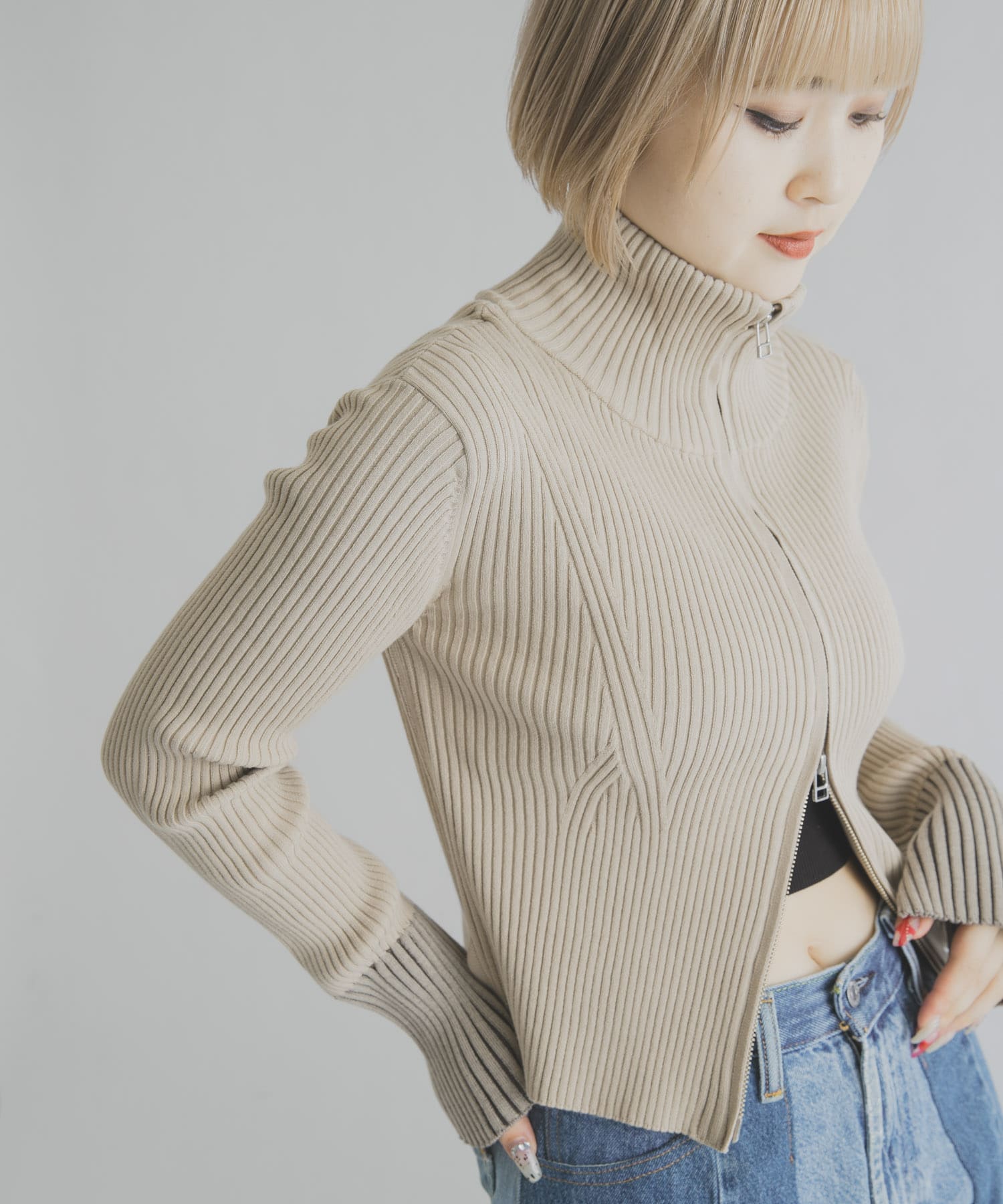 cwtch　COTTON ZIP KNIT