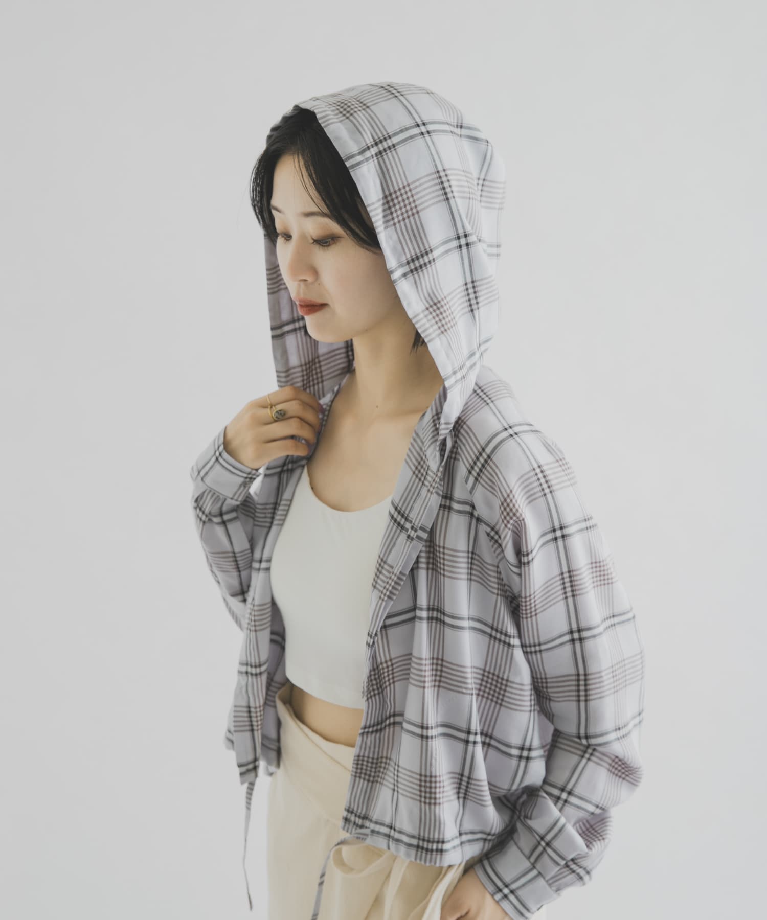 cwtch　CHECK SHIRT HOODIE