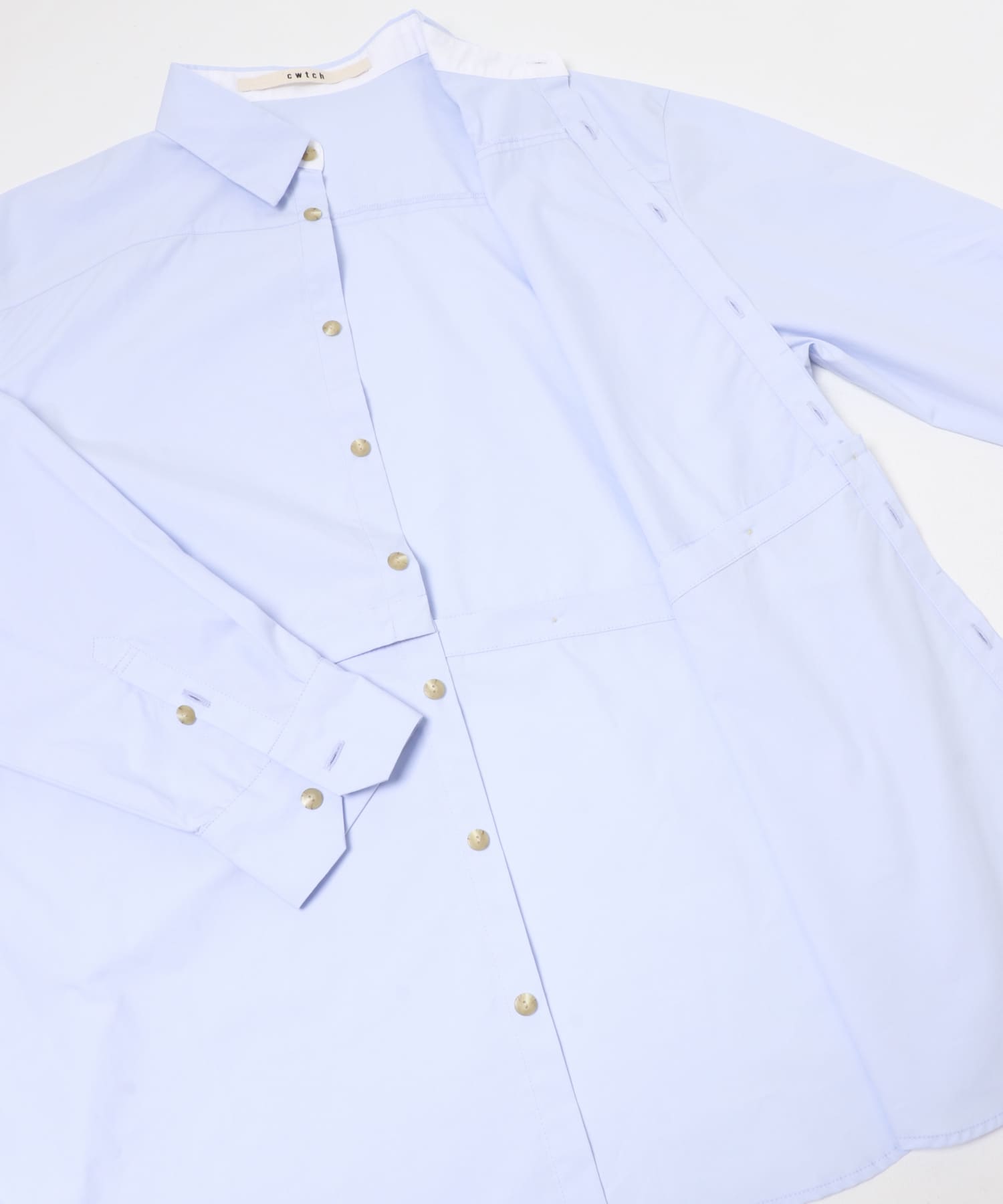 cwtch　ORGANIC 2WAY SHIRTS L/BLUE Free