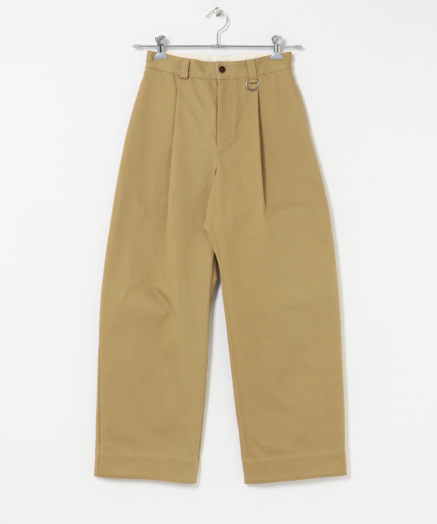 TUCK WIDE TWILL PANTS BEIGE 32