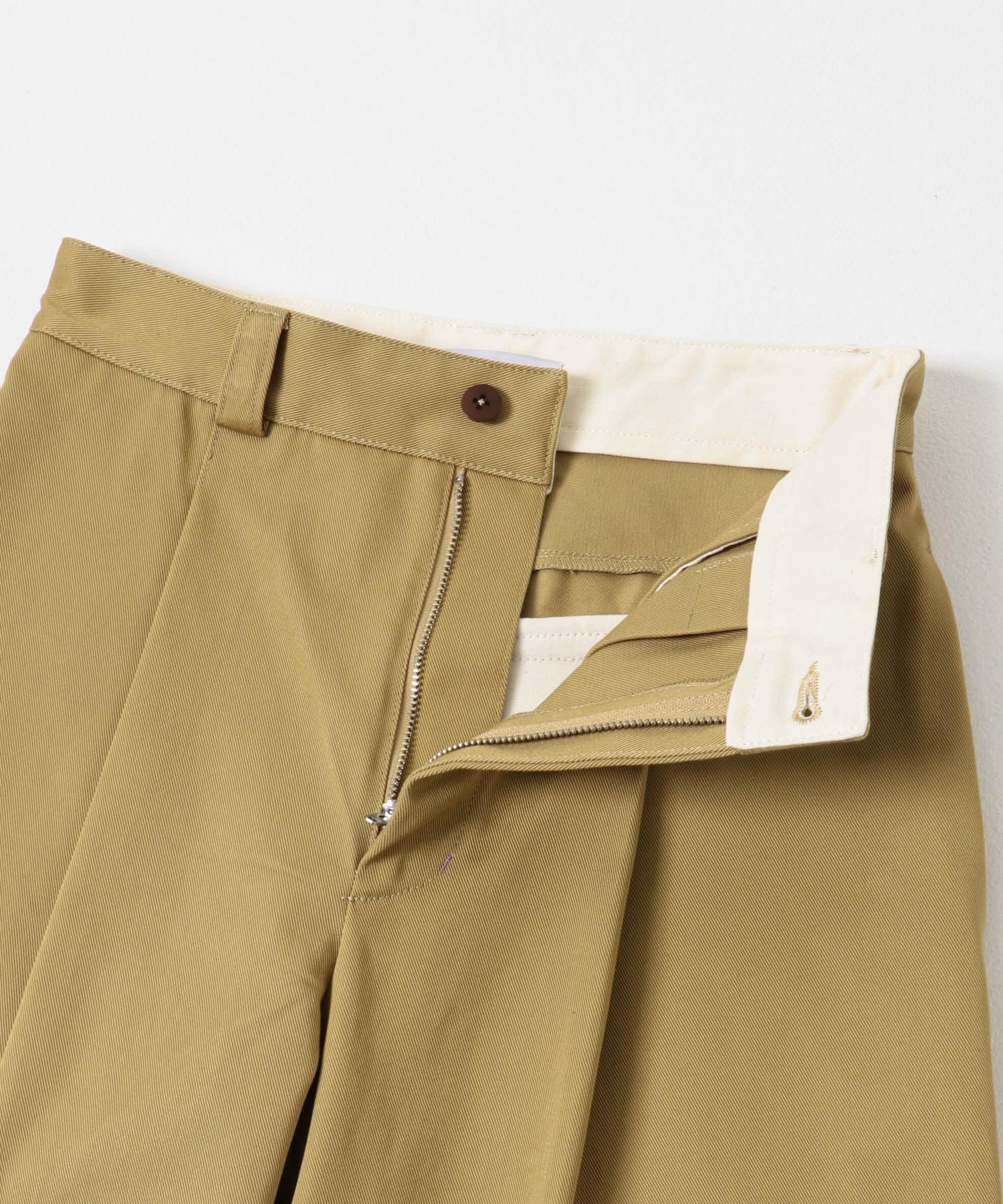 TUCK WIDE TWILL PANTS BEIGE 32