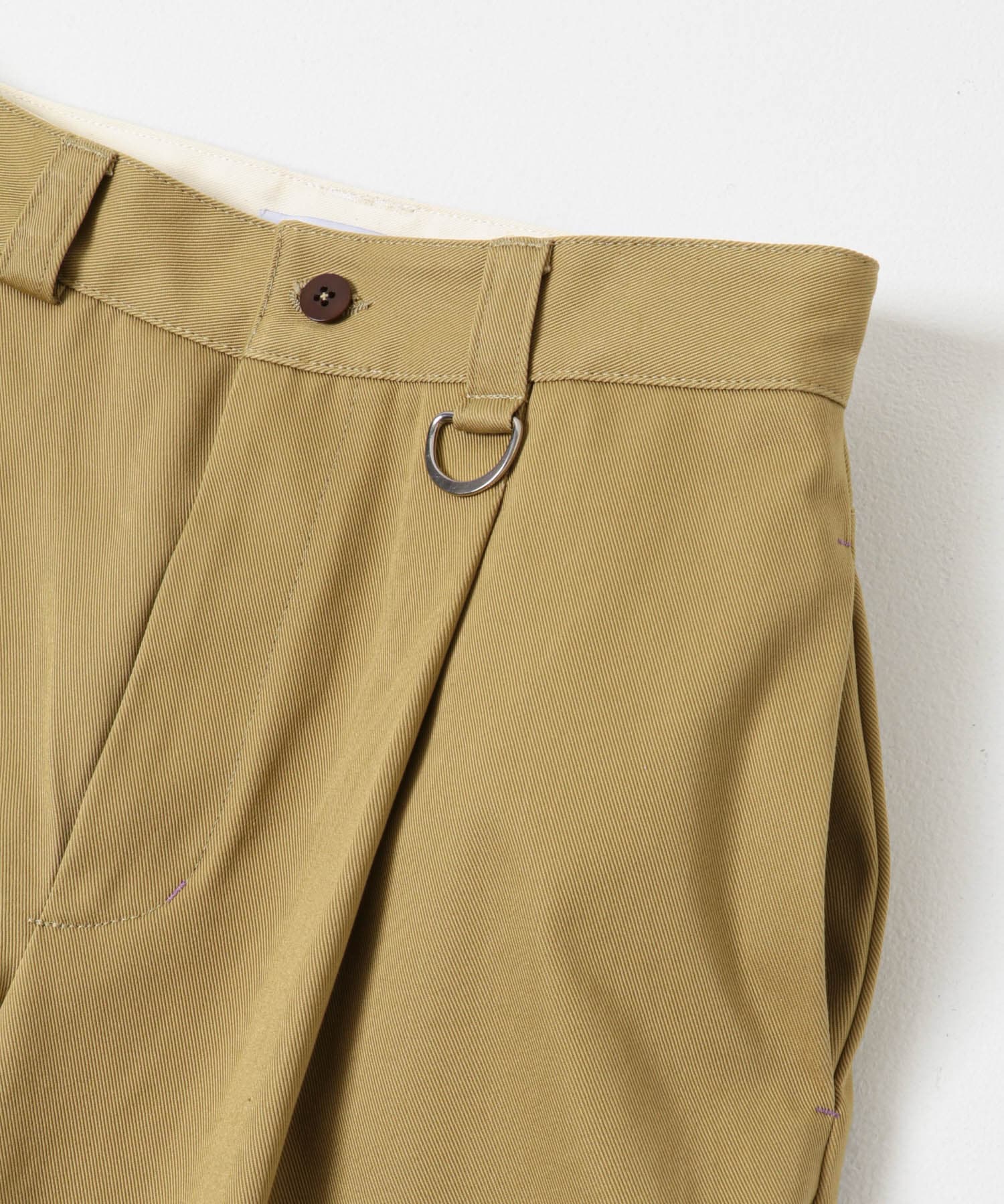 TUCK WIDE TWILL PANTS BEIGE 32