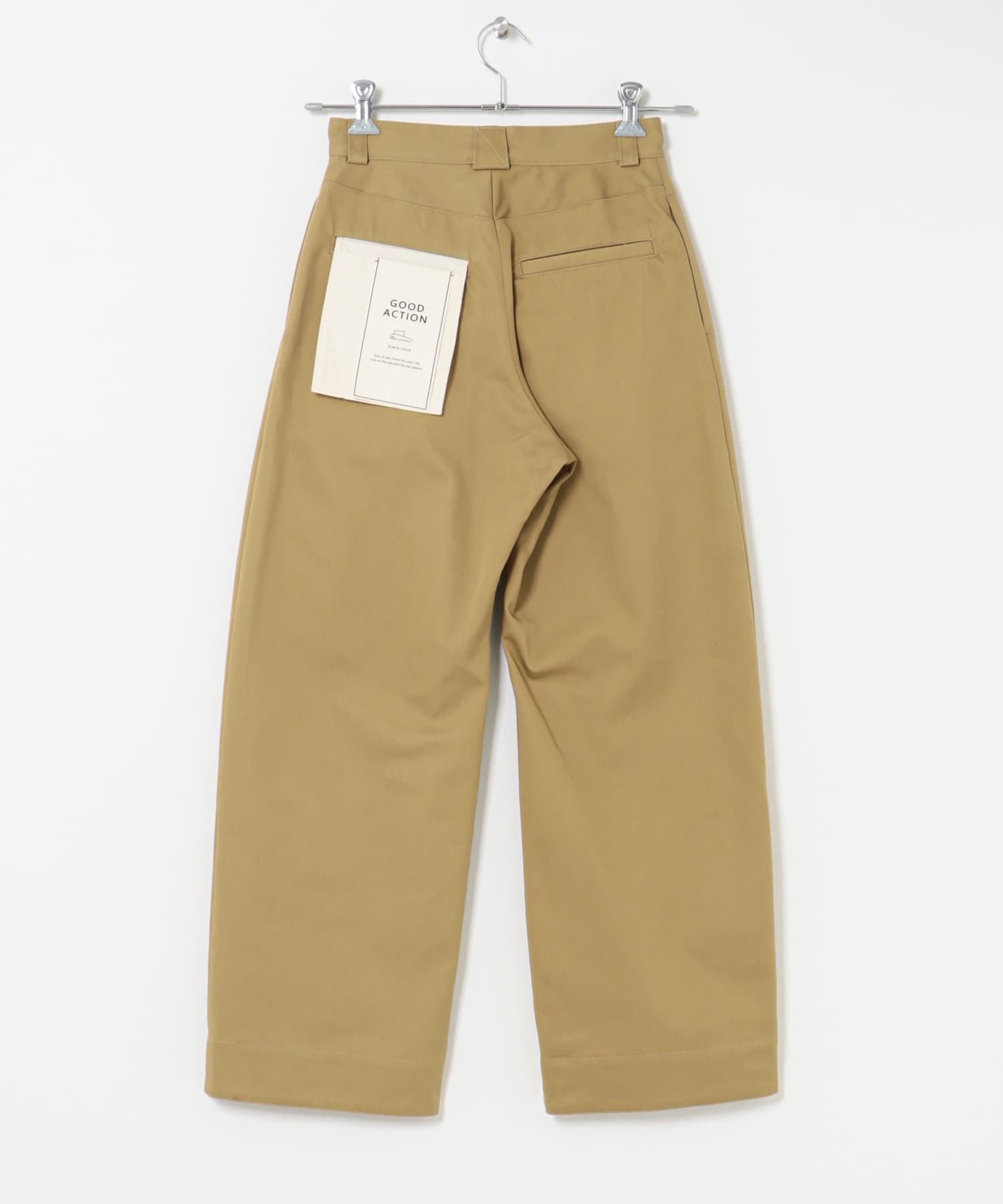 TUCK WIDE TWILL PANTS BEIGE 32