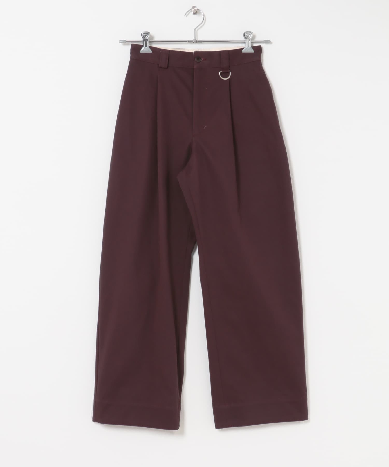 TUCK WIDE TWILL PANTS BORDEAUX 32