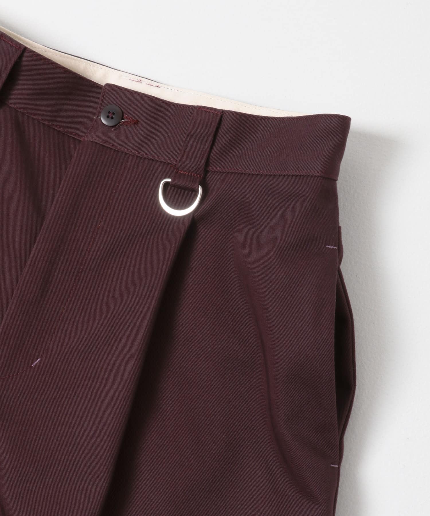 TUCK WIDE TWILL PANTS BORDEAUX 32