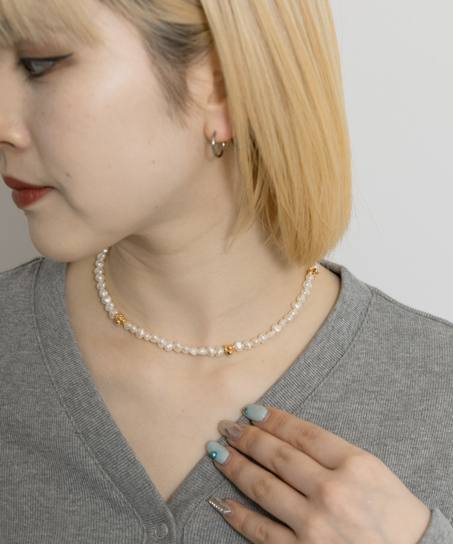 STACEY　淡水パール＆ビーズネックレス