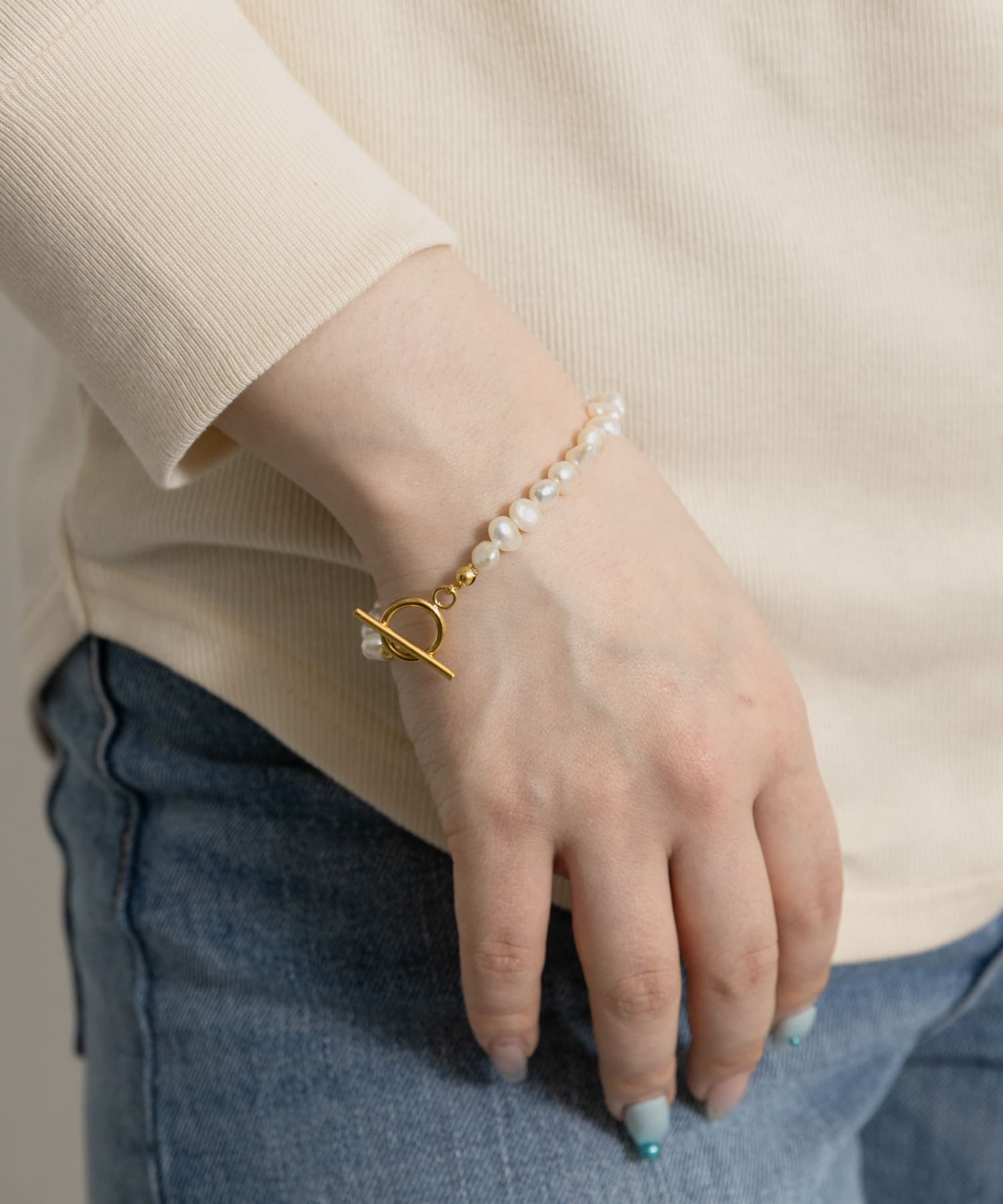 STACEY　サージカルステンレス淡水パールブレスレット