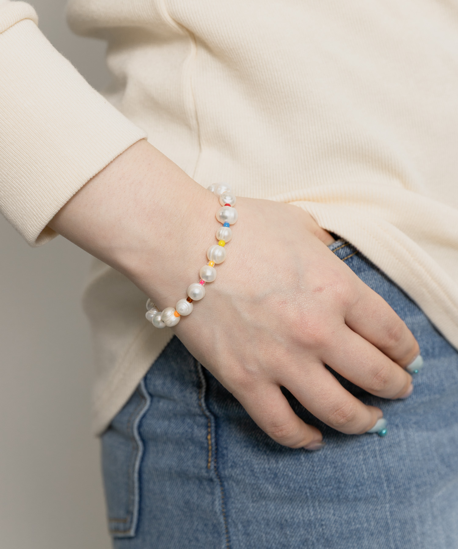 STACEY　サージカルステンレス淡水パールビーズブレスレット