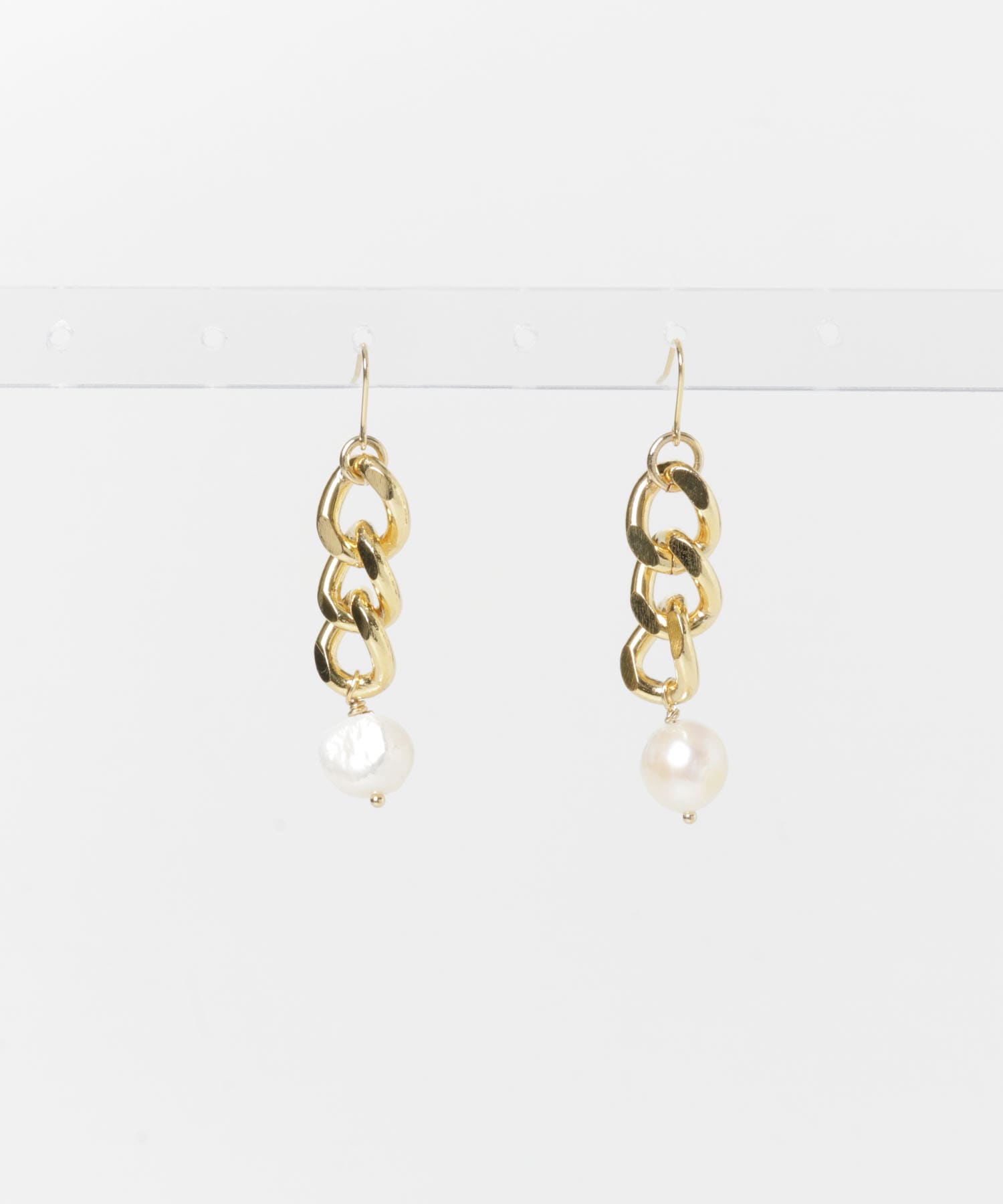 STACEY　チェーン淡水バロックパールピアス GOLD Free