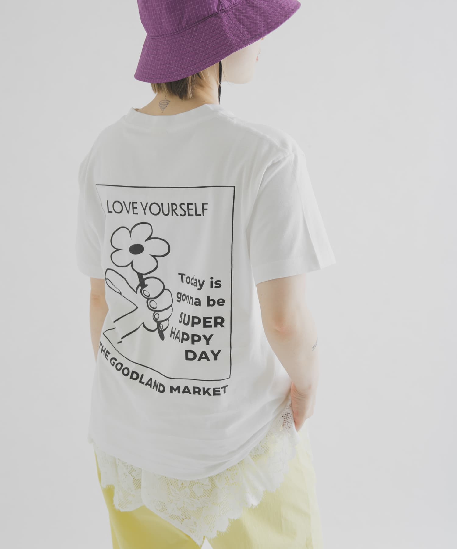 ザ グッドランド マーケット THE GOODLAND TEE-flower(S BLUE