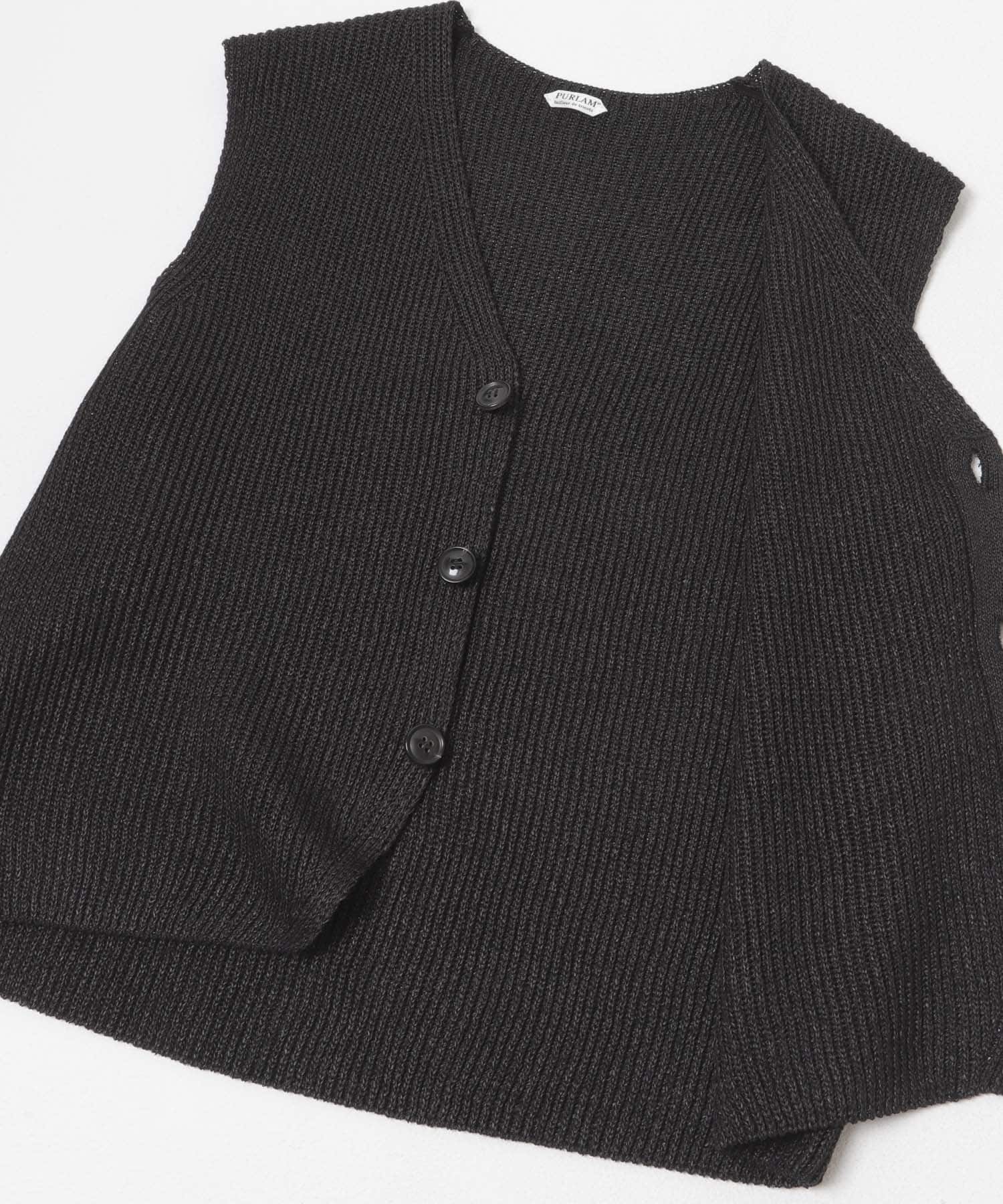 PURLAM　WASHI M-G AZE VEST BLACK 2