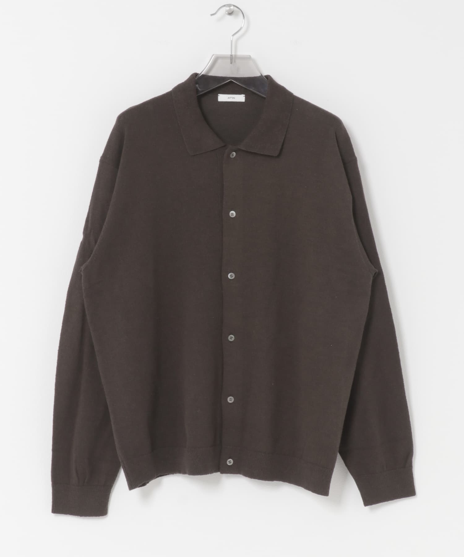 ATON　C/W BOUCLE POLO CARDIGAN