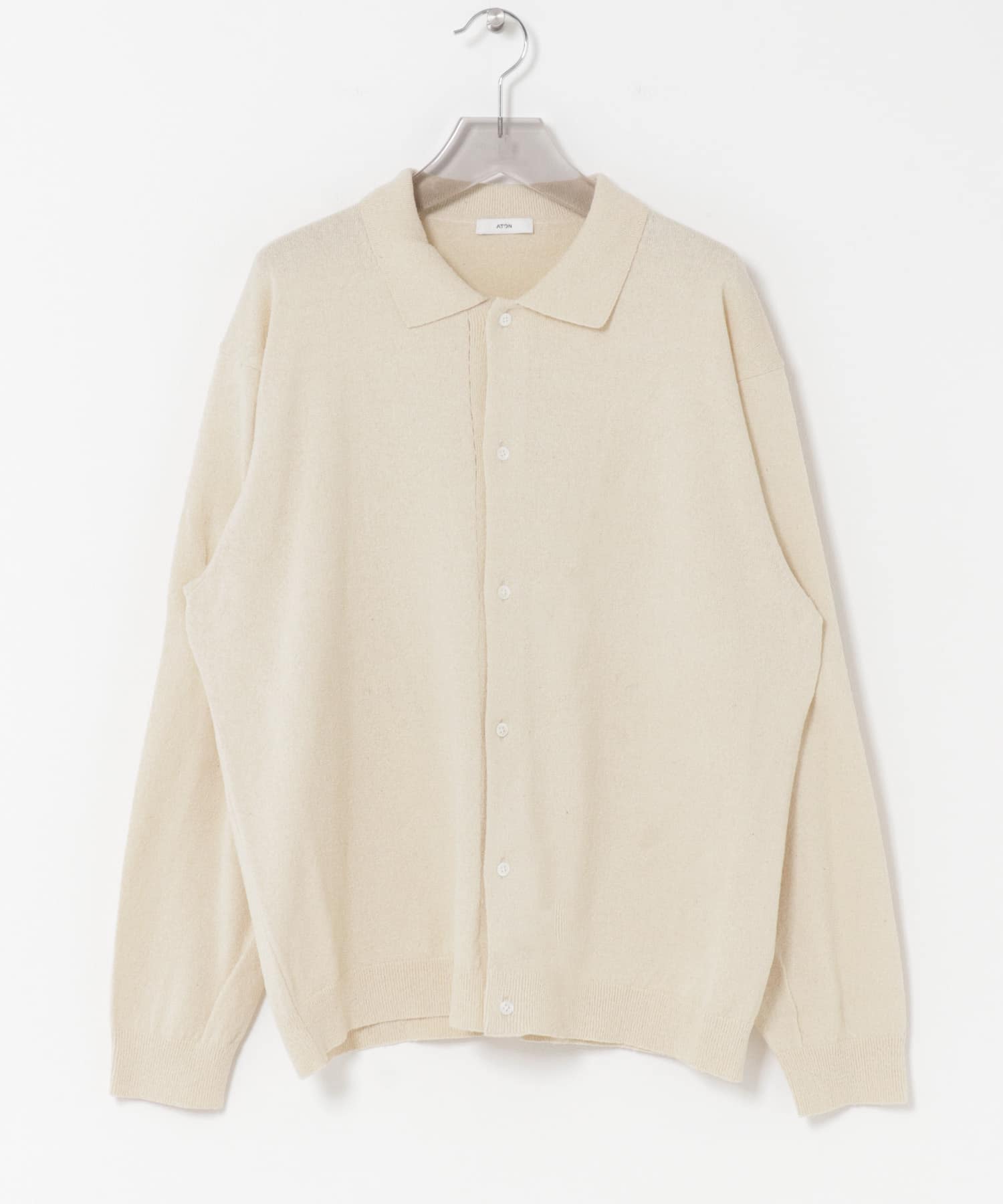 ATON　C/W BOUCLE POLO CARDIGAN YELLOW 4