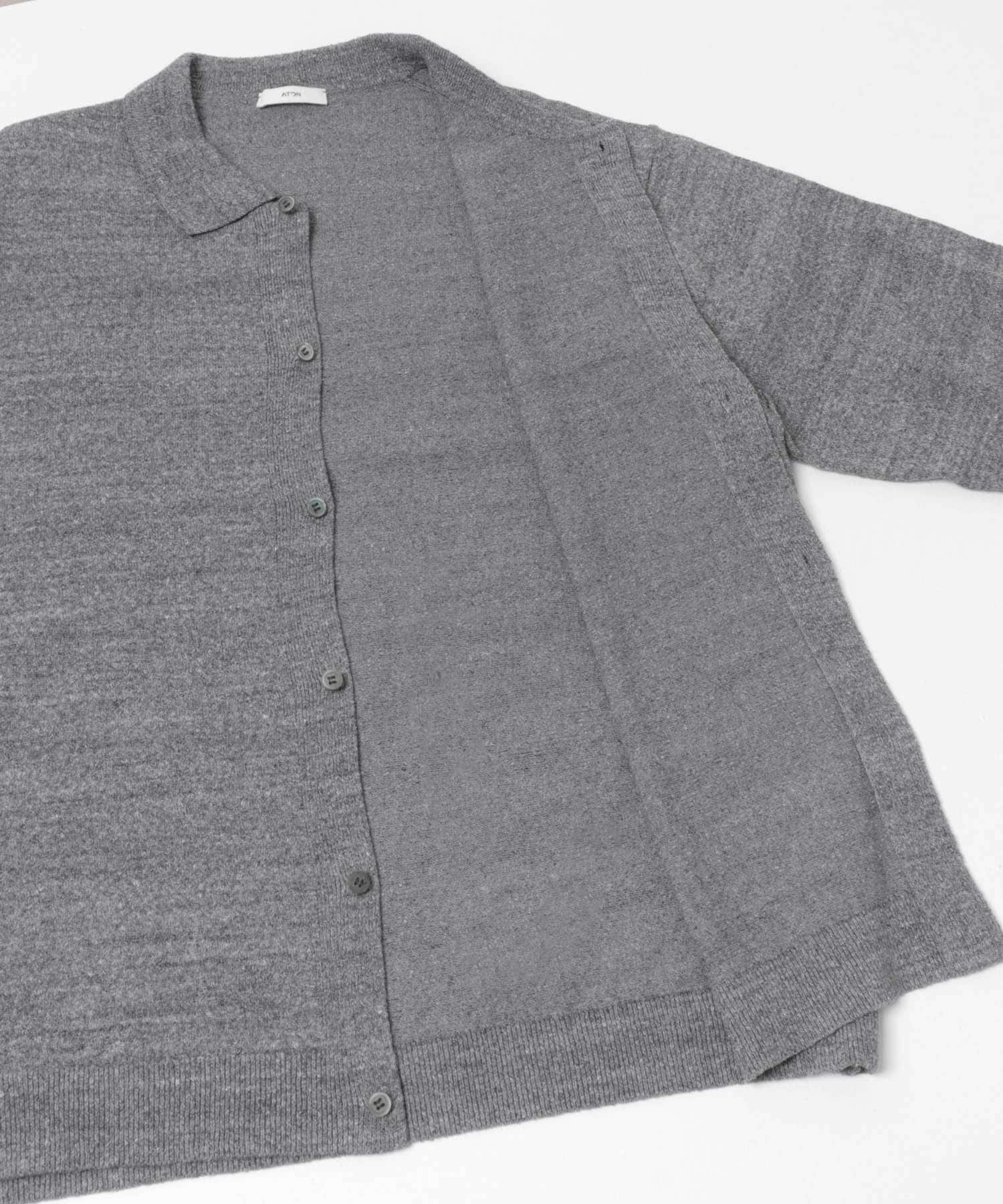 ATON　C/W BOUCLE POLO CARDIGAN TOP GRAY 4