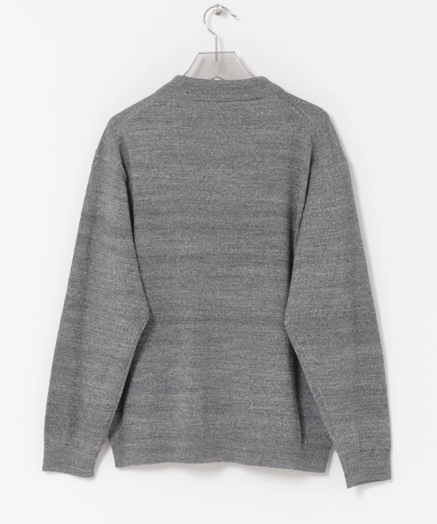 ATON　C/W BOUCLE POLO CARDIGAN TOP GRAY 4