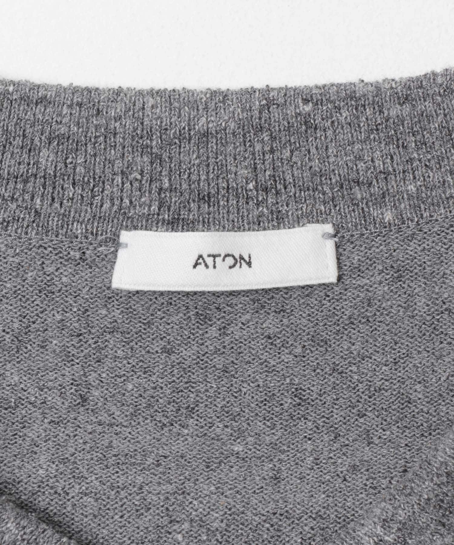 ATON　C/W BOUCLE POLO CARDIGAN TOP GRAY 4